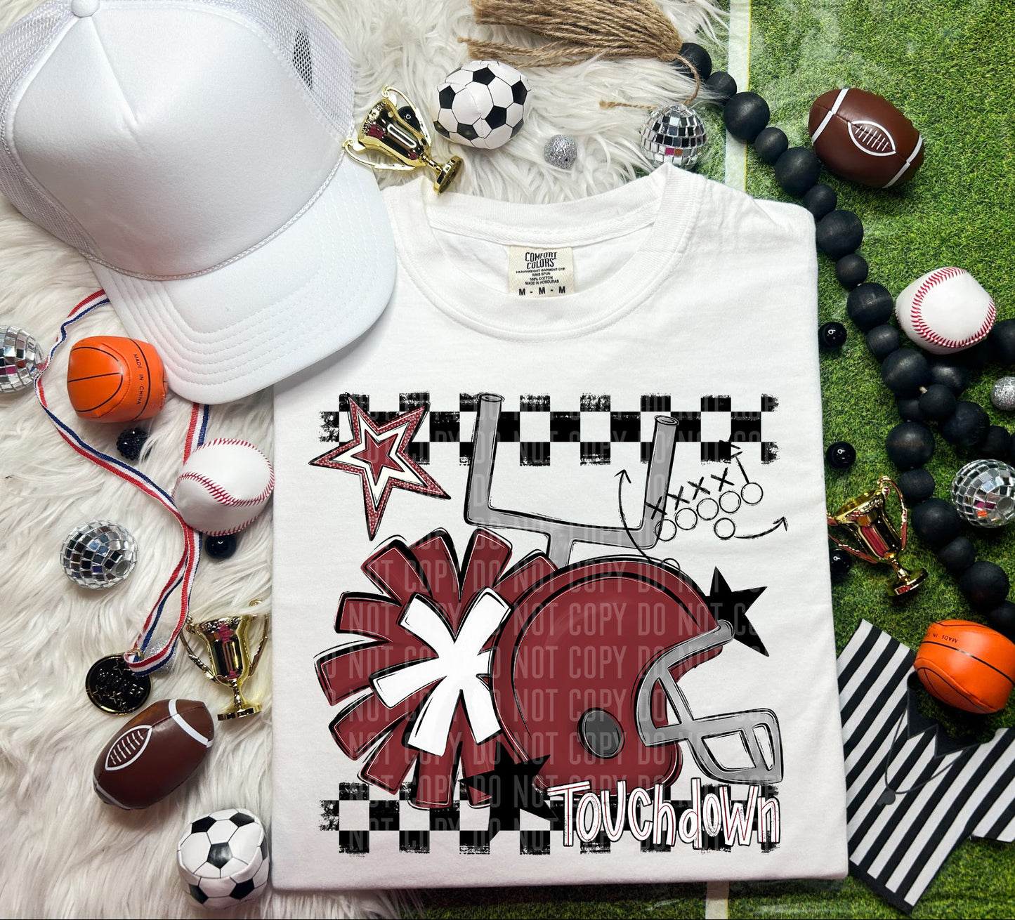 Football Helmet- Pom(Dropdown)- DTF&UV