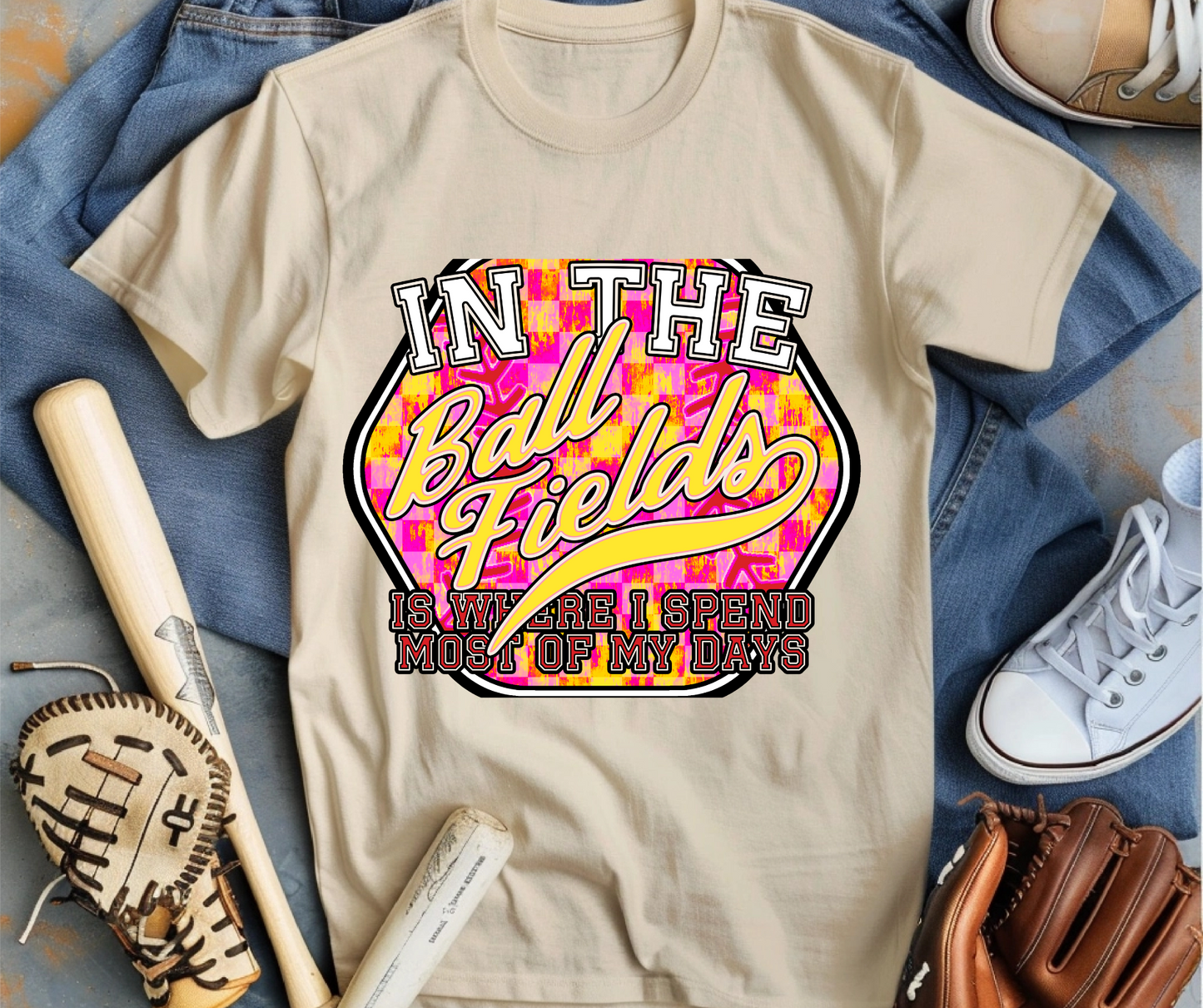In the Ball Fields Pink - DTF
