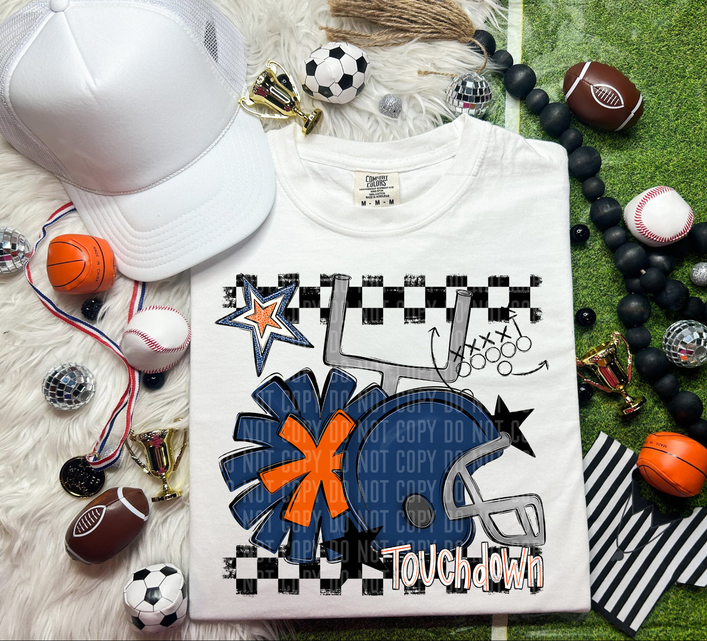 Football Helmet- Pom(Dropdown)- DTF&UV
