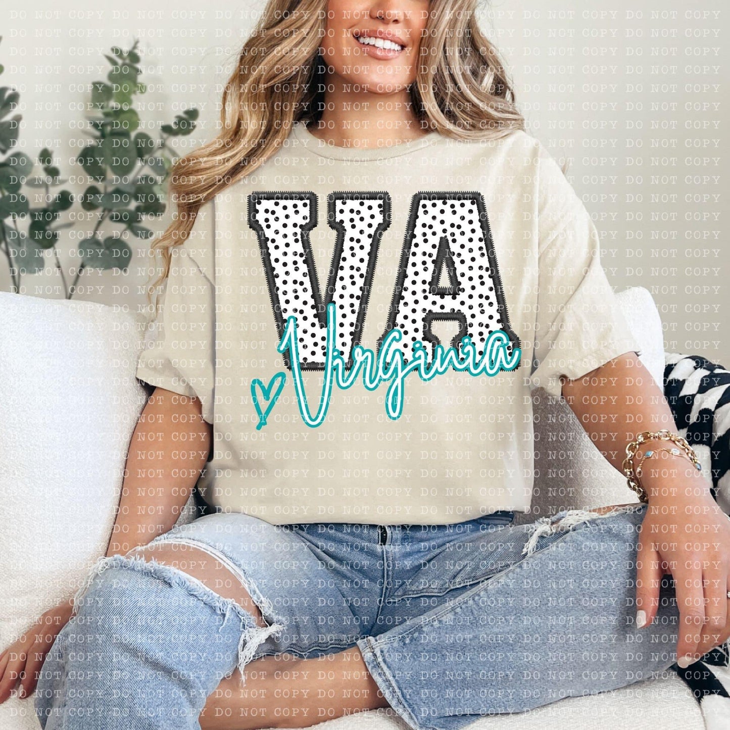 Polka Dotted Faux Embroidery States (ALL STATES)-DTF