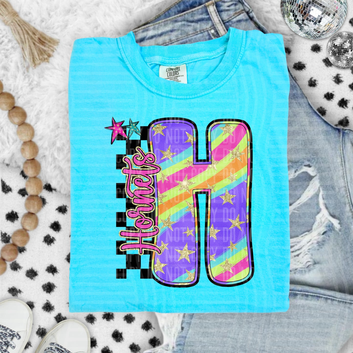 Rainbow Swirl Initials (Dropdown)- DTF&UV