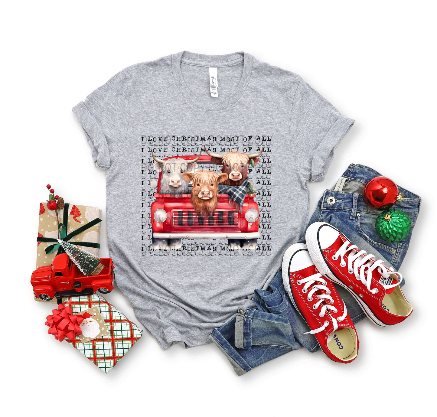 I Love Christmas Most Of All Heifers In Red Truck -DTF