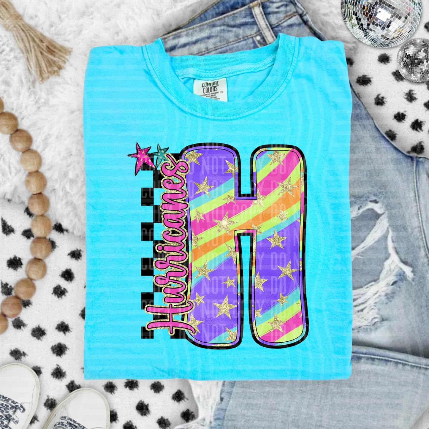 Rainbow Swirl Initials (Dropdown)- DTF&UV