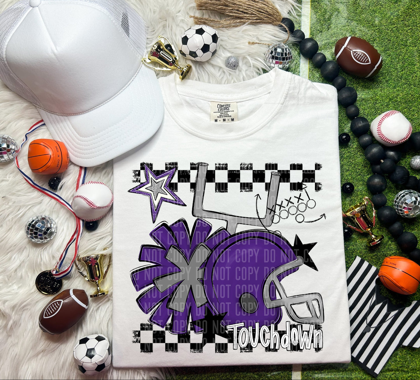 Football Helmet- Pom(Dropdown)- DTF&UV