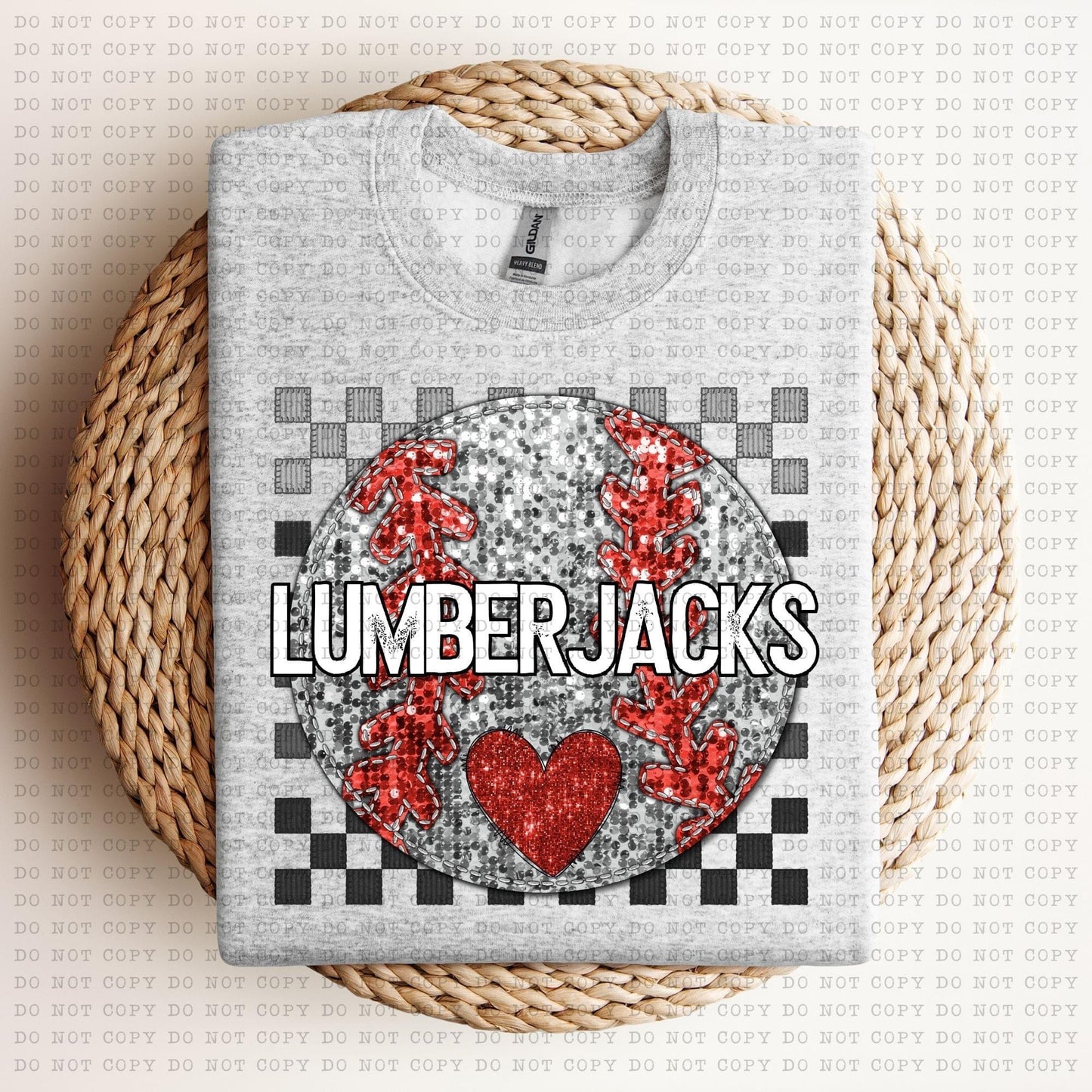 Baseball Mascots Faux Embroidery Checkered Sequins -DTF