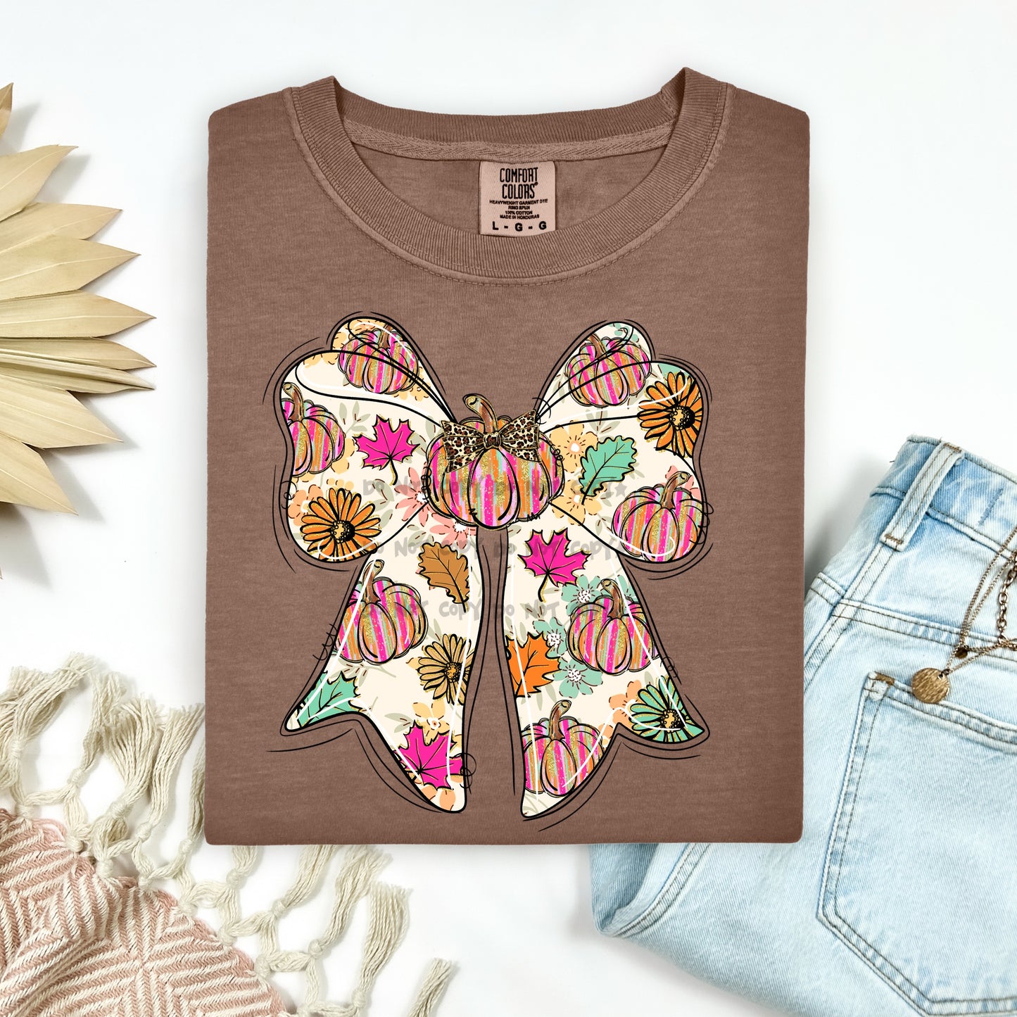 Pumpkin and Leaf bow colorful-DTF&UV
