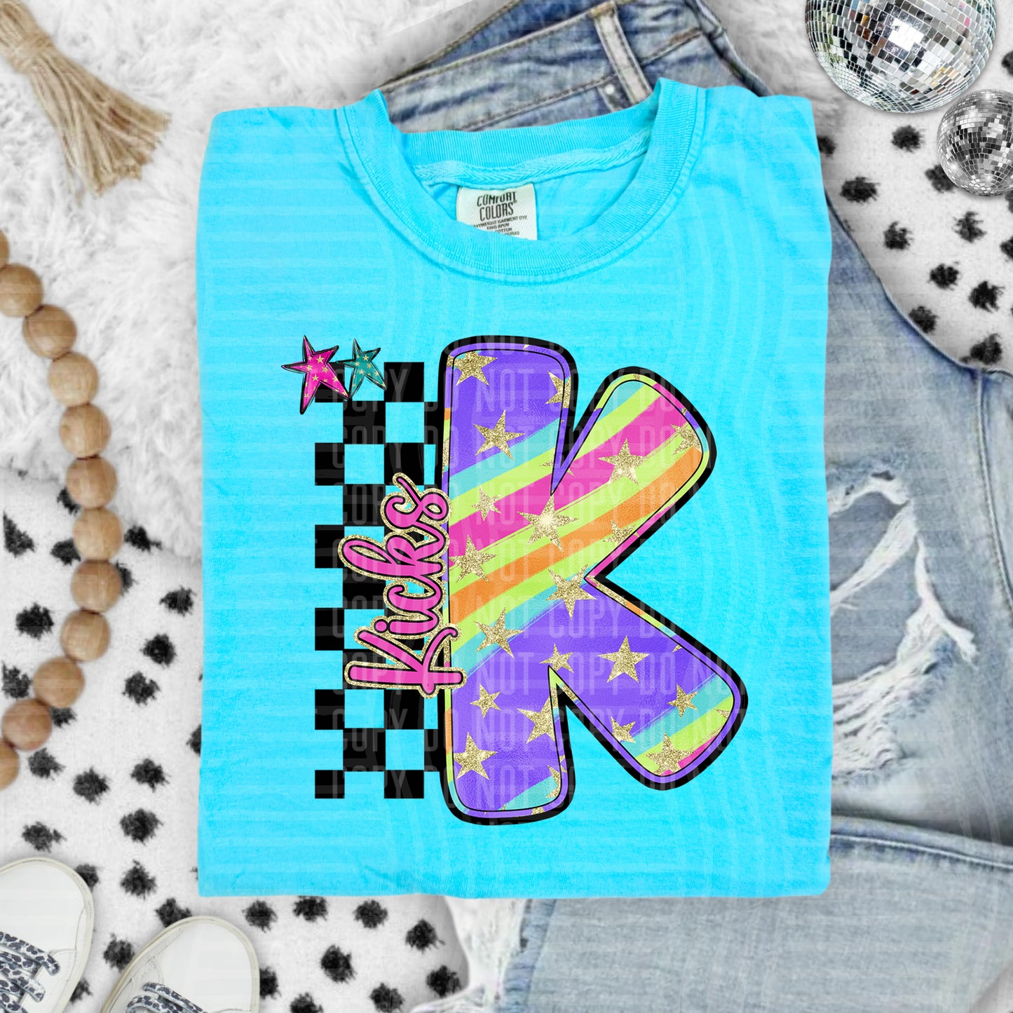 Rainbow Swirl Initials (Dropdown)- DTF&UV