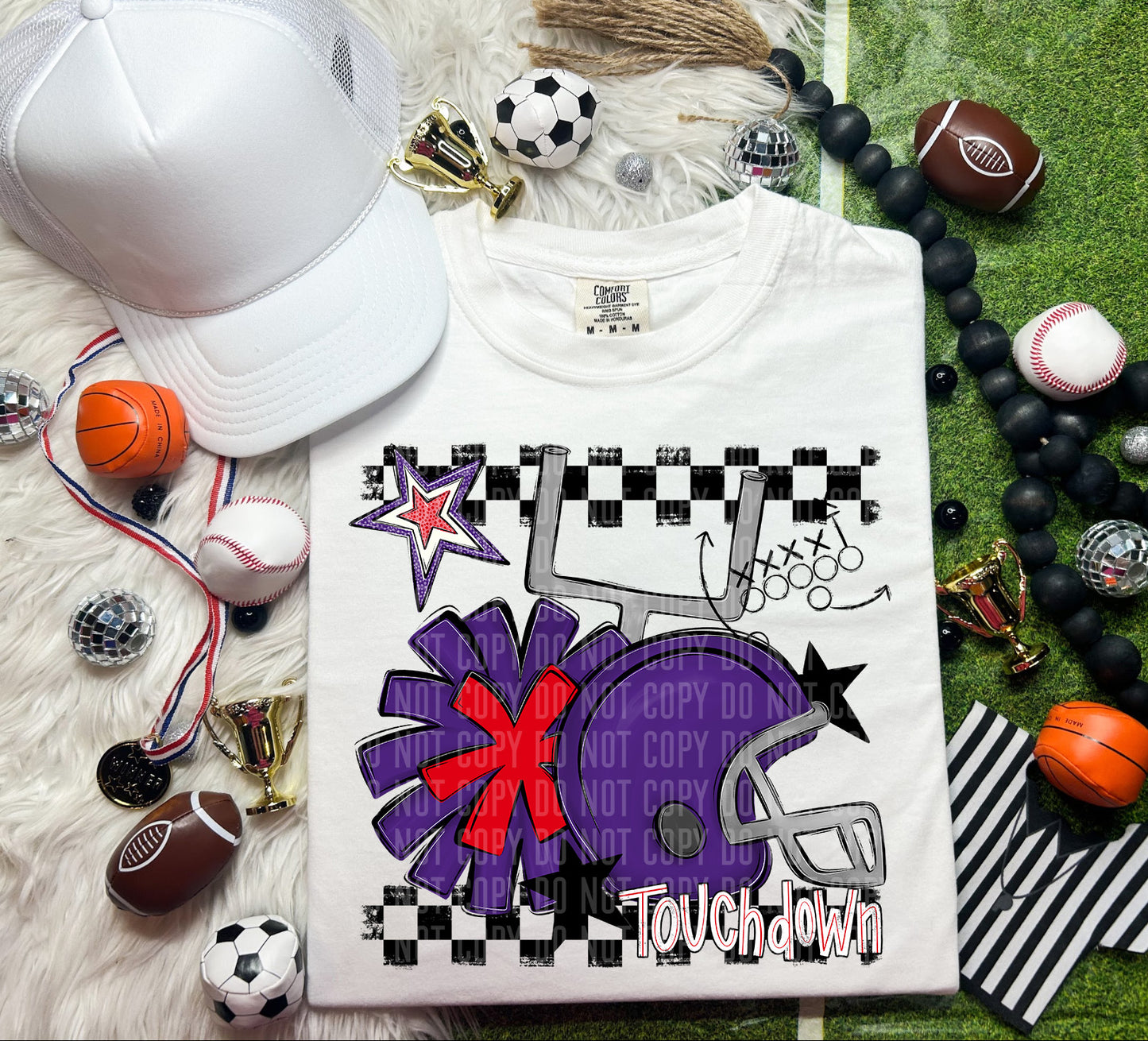 Football Helmet- Pom(Dropdown)- DTF&UV