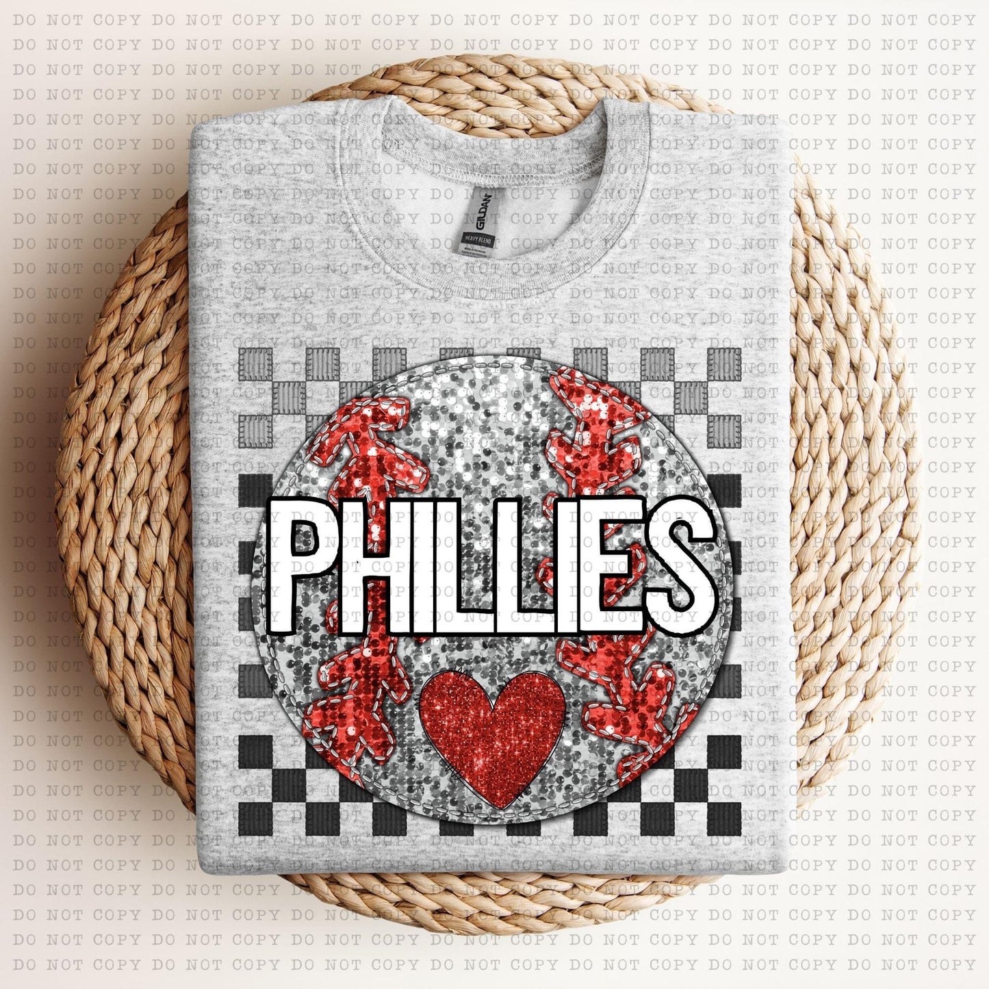 Baseball Mascots Faux Embroidery Checkered Sequins -DTF