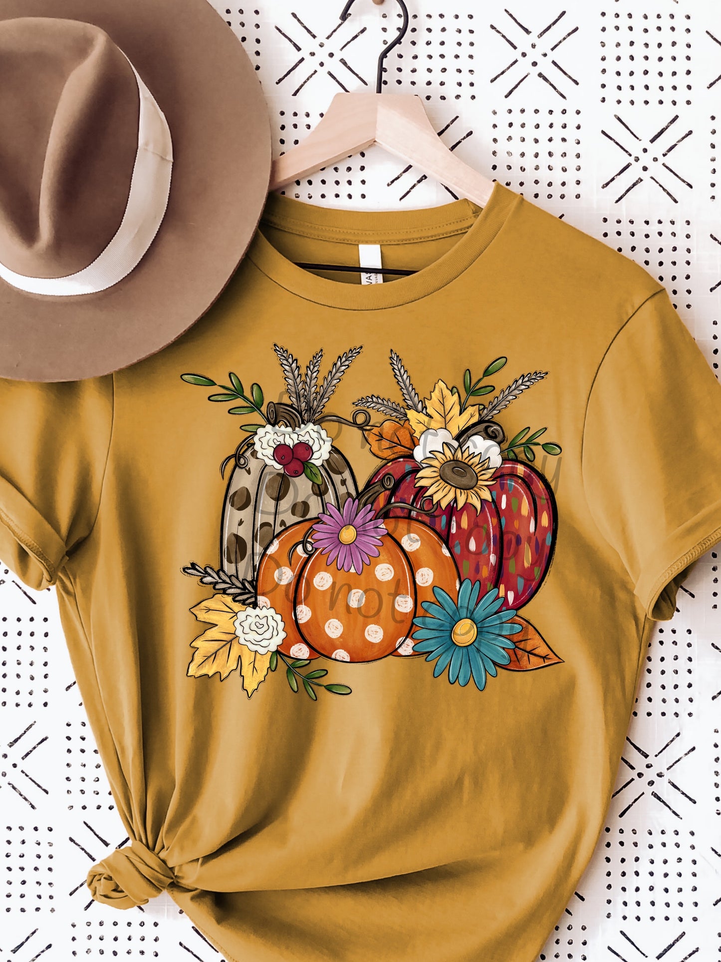 Pumpkins spotted with flowers-DTF