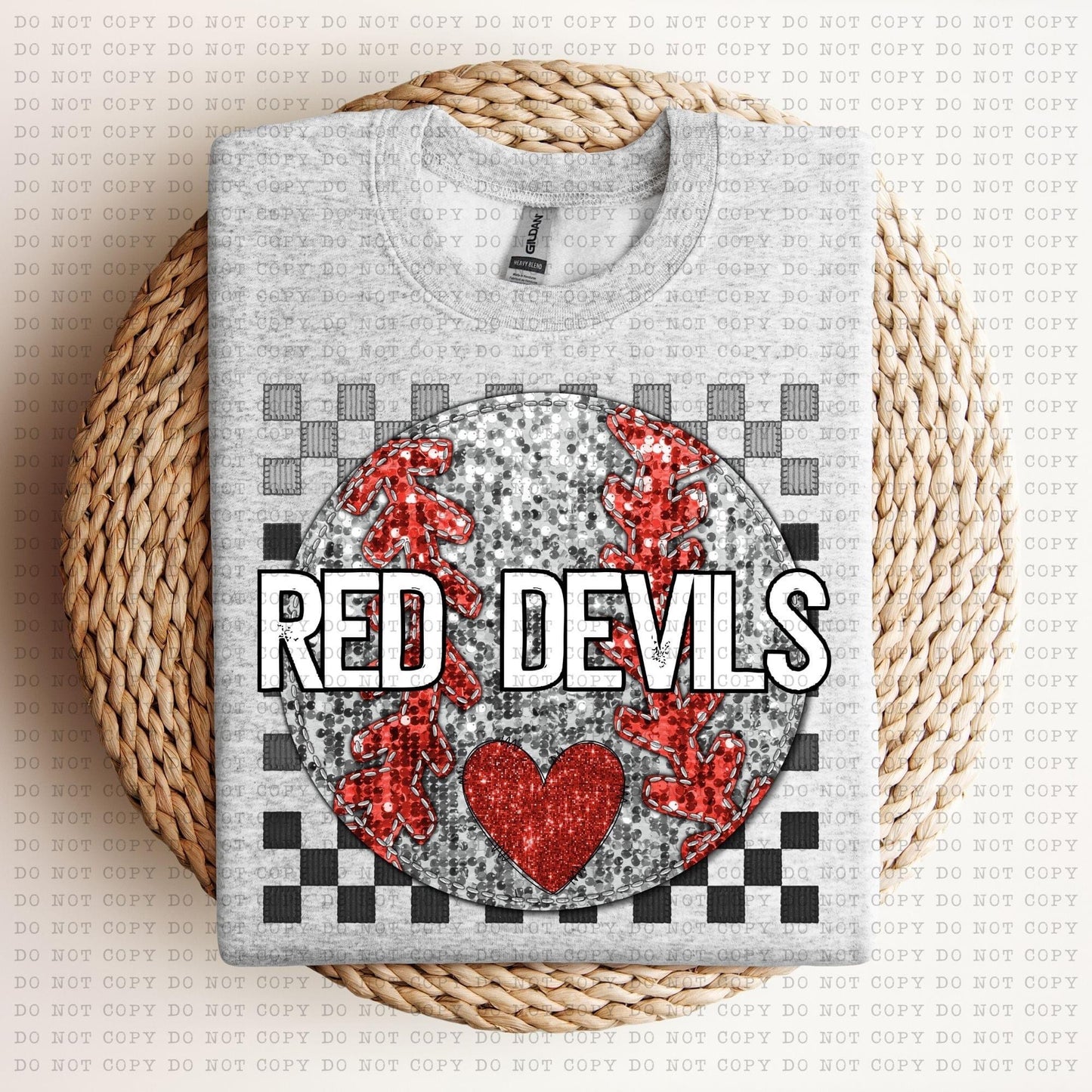 Baseball Mascots Faux Embroidery Checkered Sequins -DTF