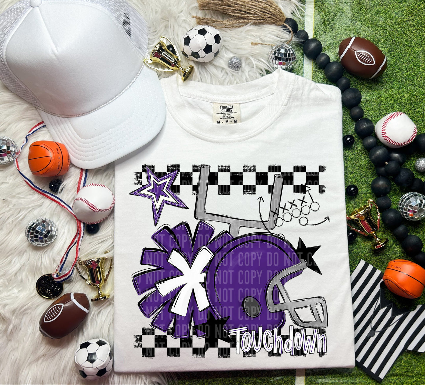 Football Helmet- Pom(Dropdown)- DTF&UV