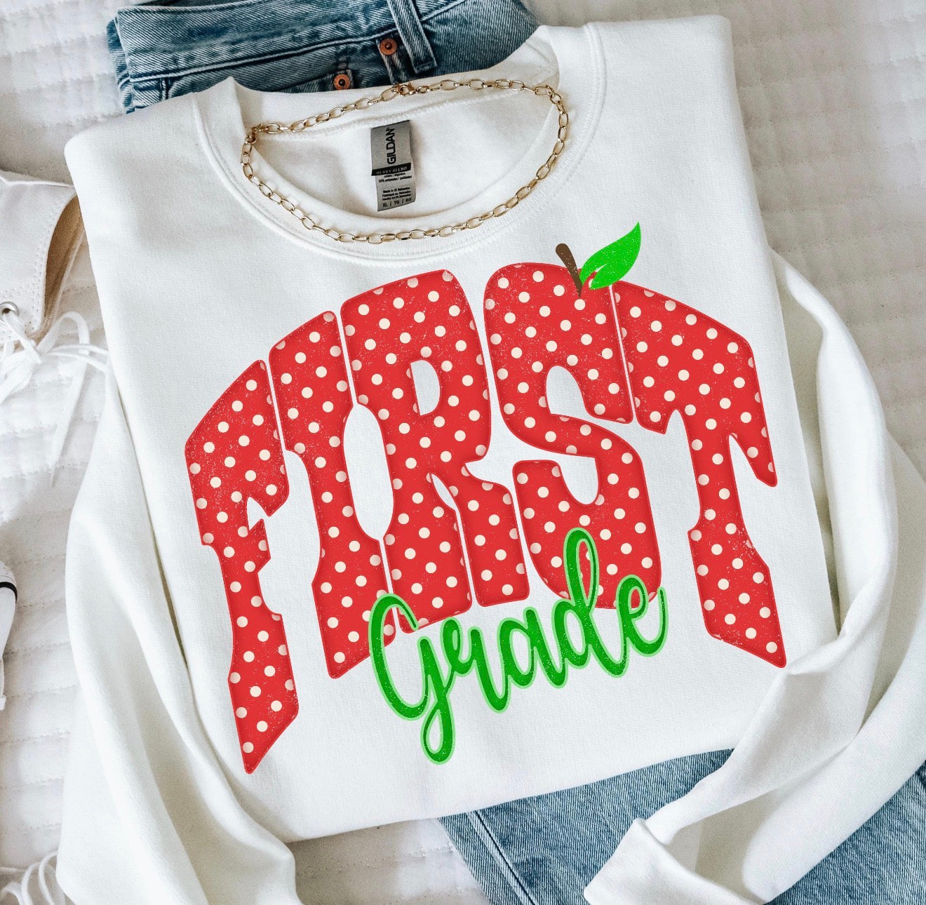 Red with white polka dots GRADE-First-DTF&UV