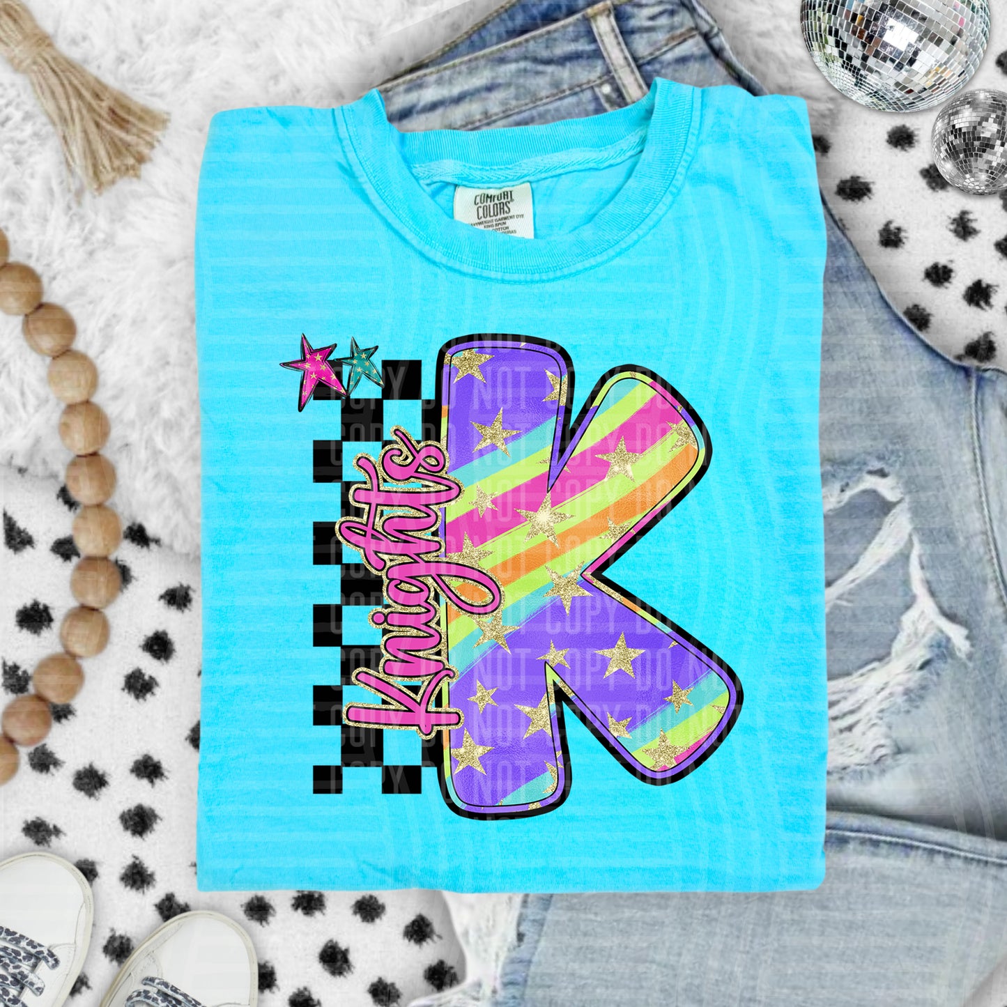 Rainbow Swirl Initials (Dropdown)- DTF&UV
