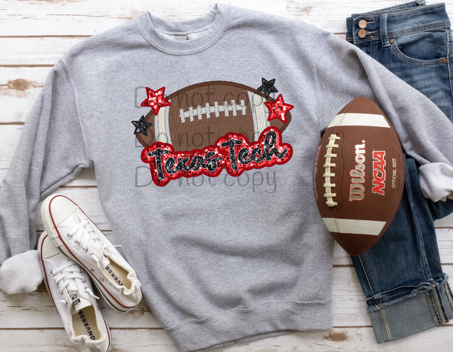 Texas tech football faux sequin-DTF