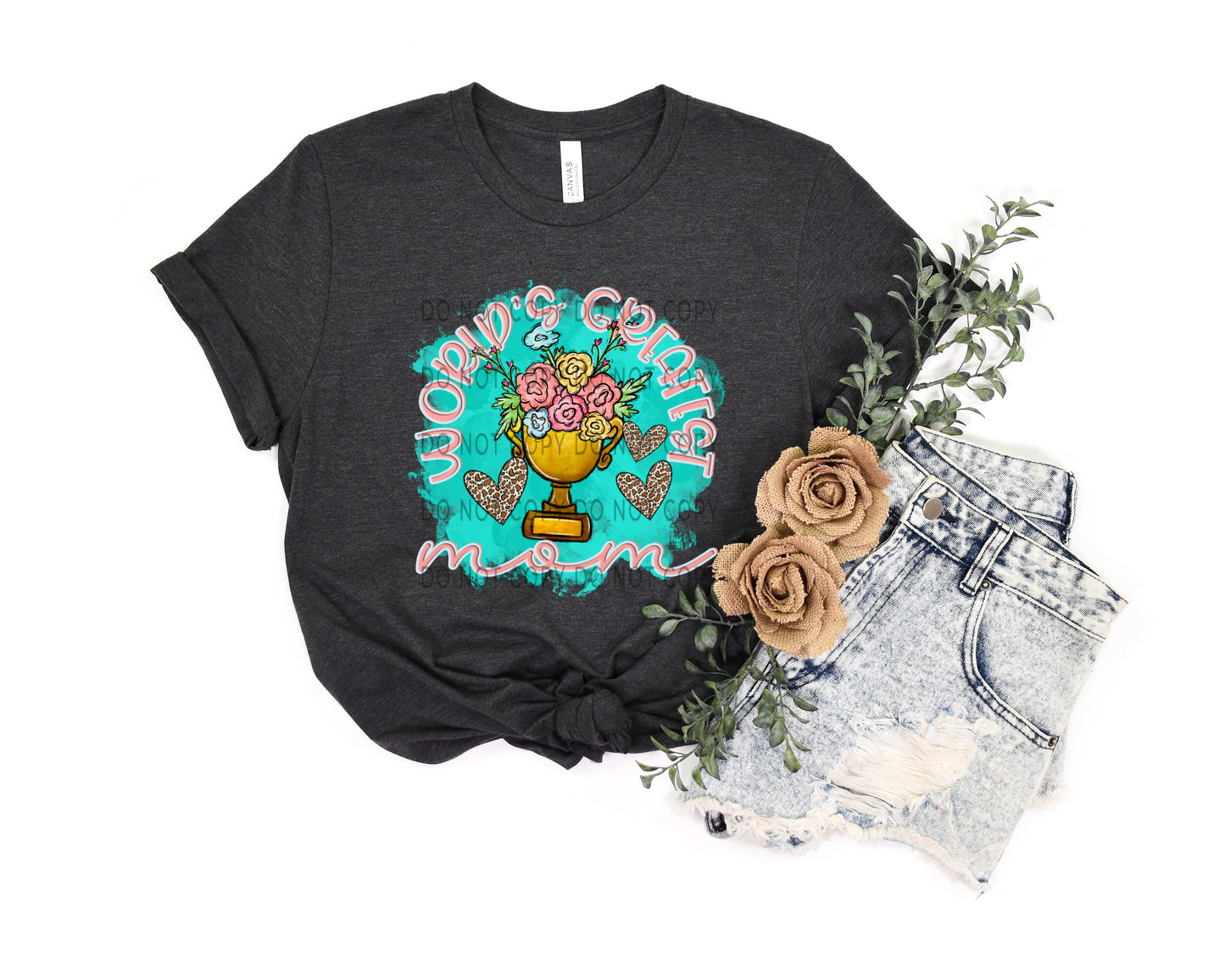 World’s Greatest Mom Leopard Heart DTF