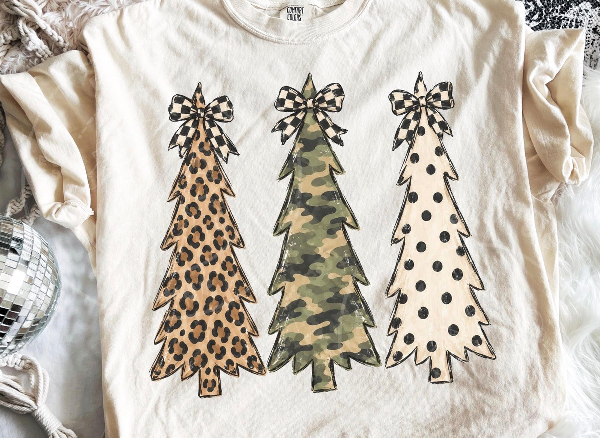 Trio Trees Leopard Camo Polka Dot-DTF&UV