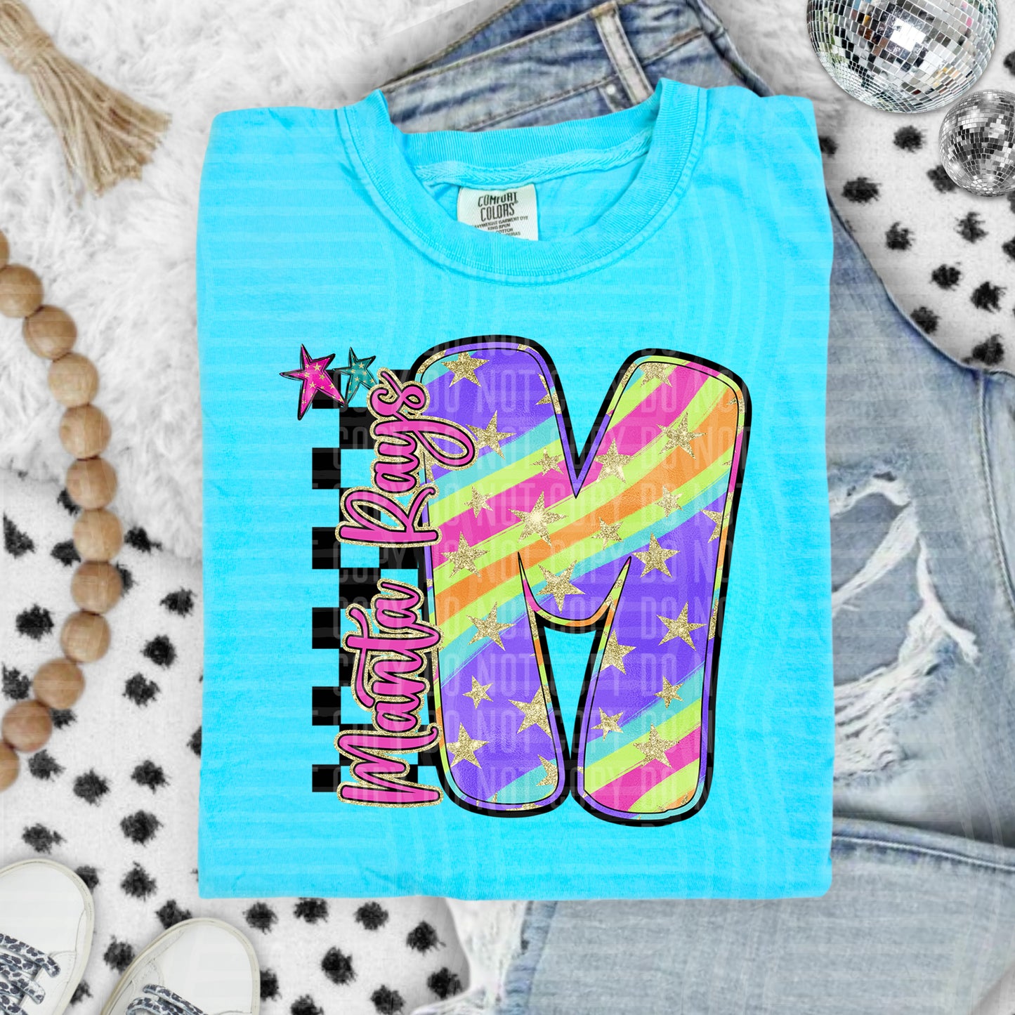 Rainbow Swirl Initials (Dropdown)- DTF&UV
