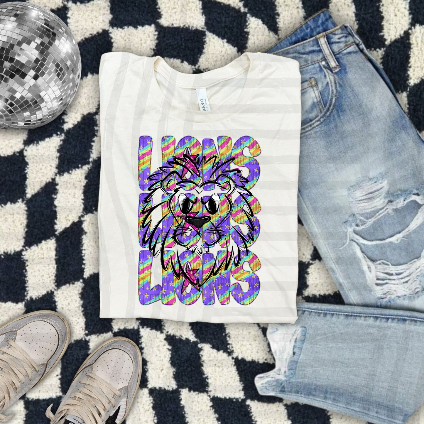 Rainbow Swirl Mascots outline (Dropdown)- DTF&UV