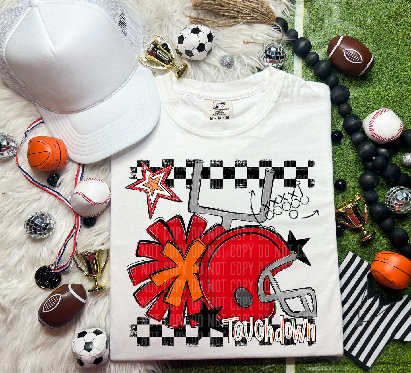 Football Helmet- Pom(Dropdown)- DTF&UV