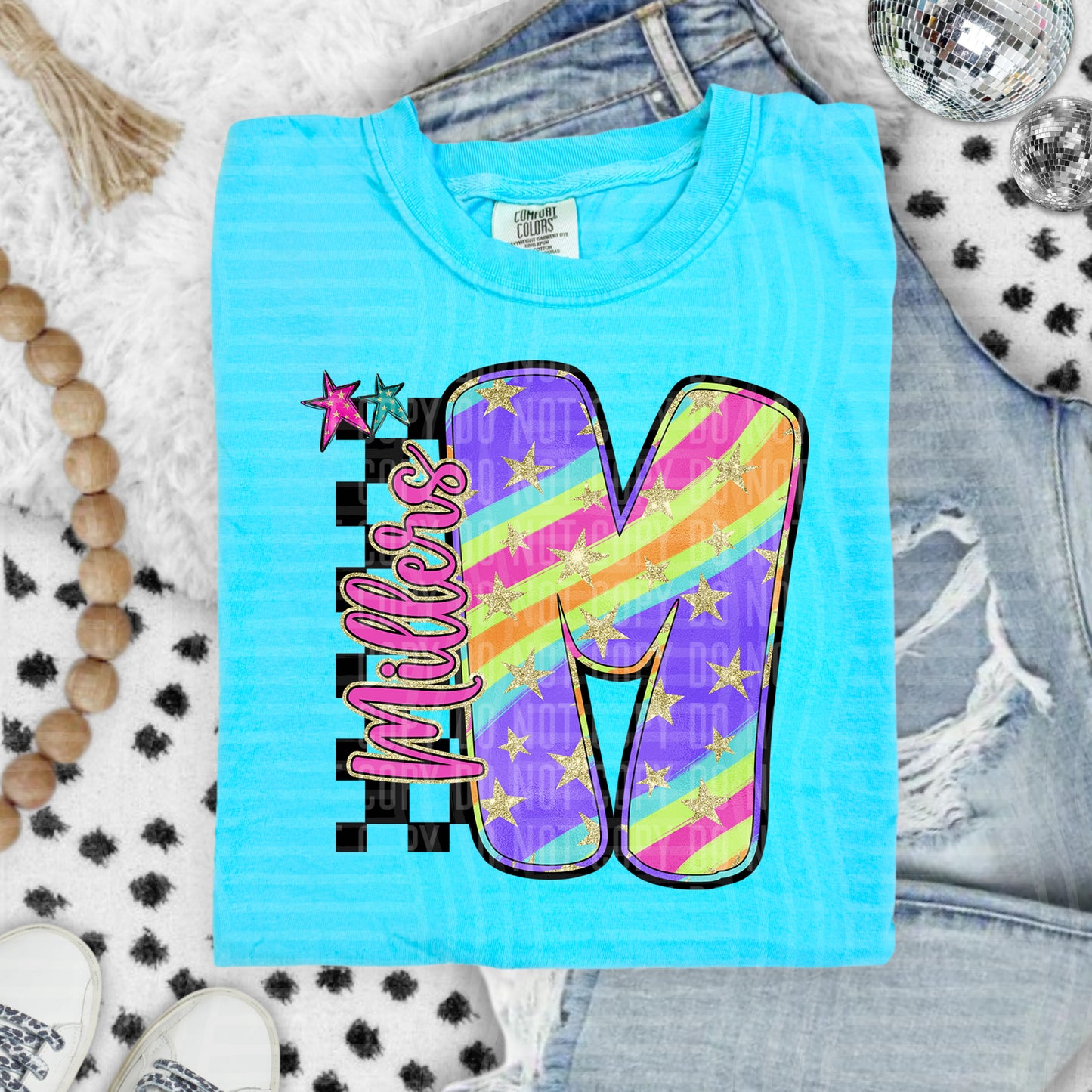 Rainbow Swirl Initials (Dropdown)- DTF&UV