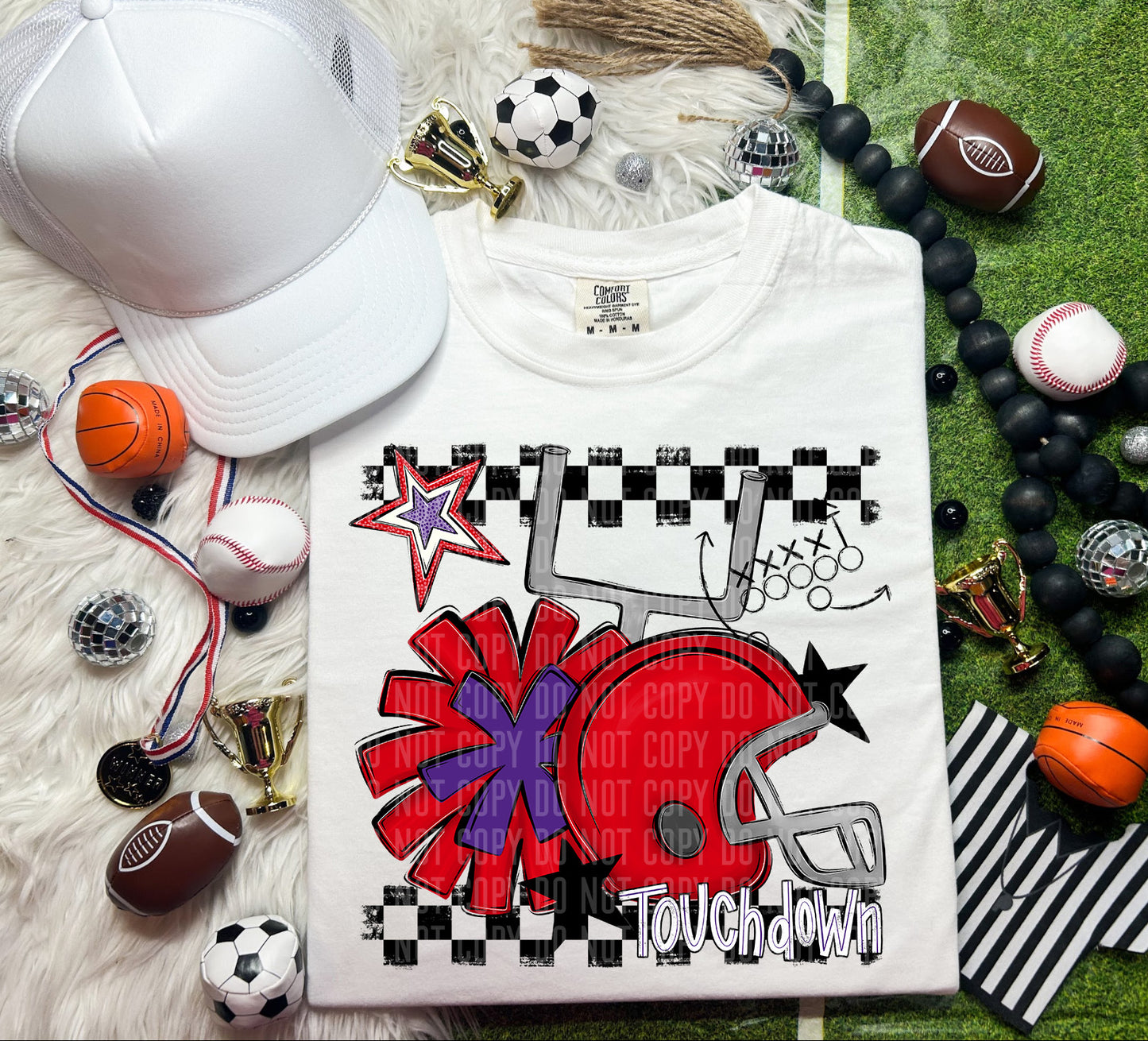 Football Helmet- Pom(Dropdown)- DTF&UV