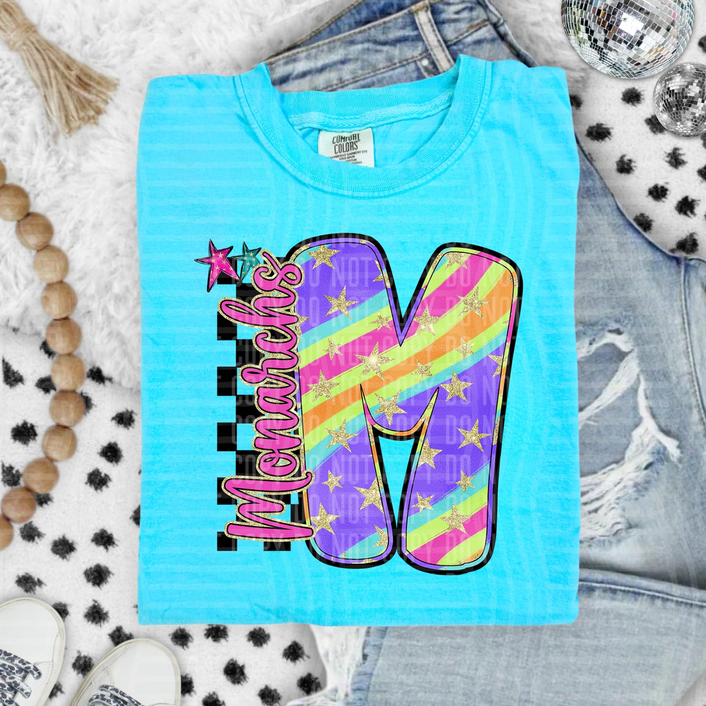 Rainbow Swirl Initials (Dropdown)- DTF&UV