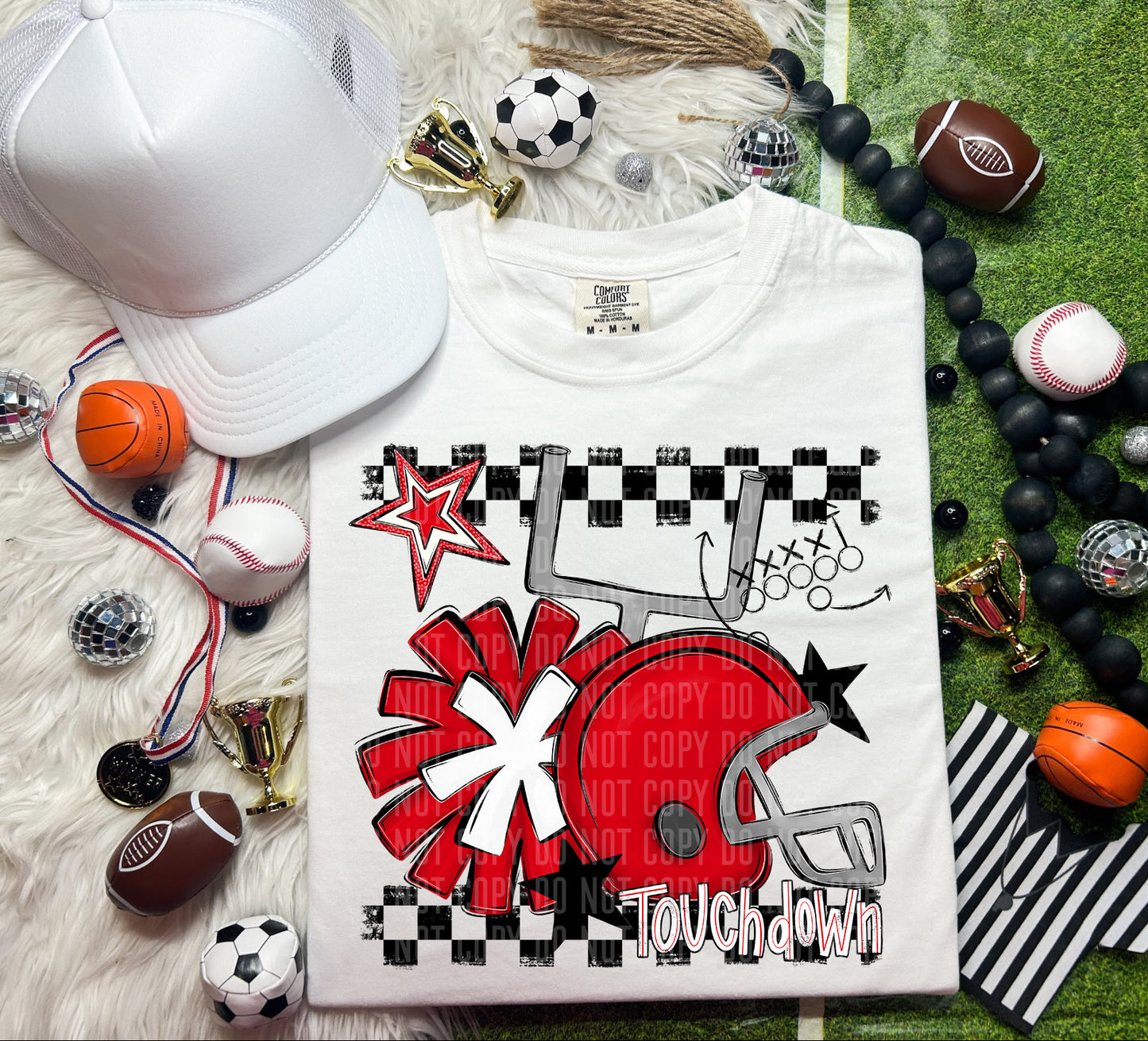 Football Helmet- Pom(Dropdown)- DTF&UV