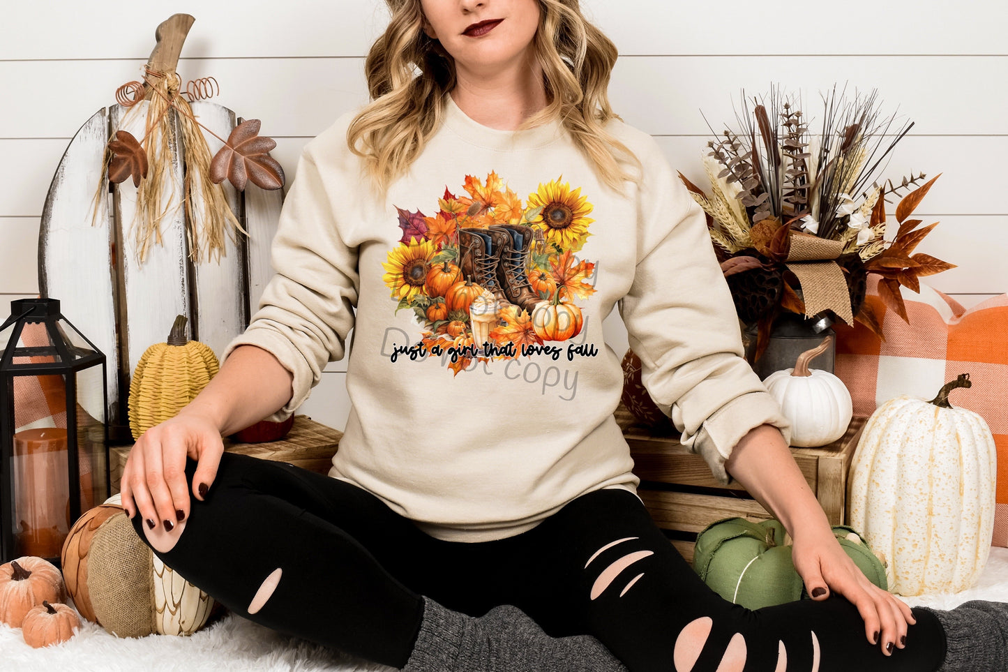 Just a girl that loves fall boots leaves-DTF