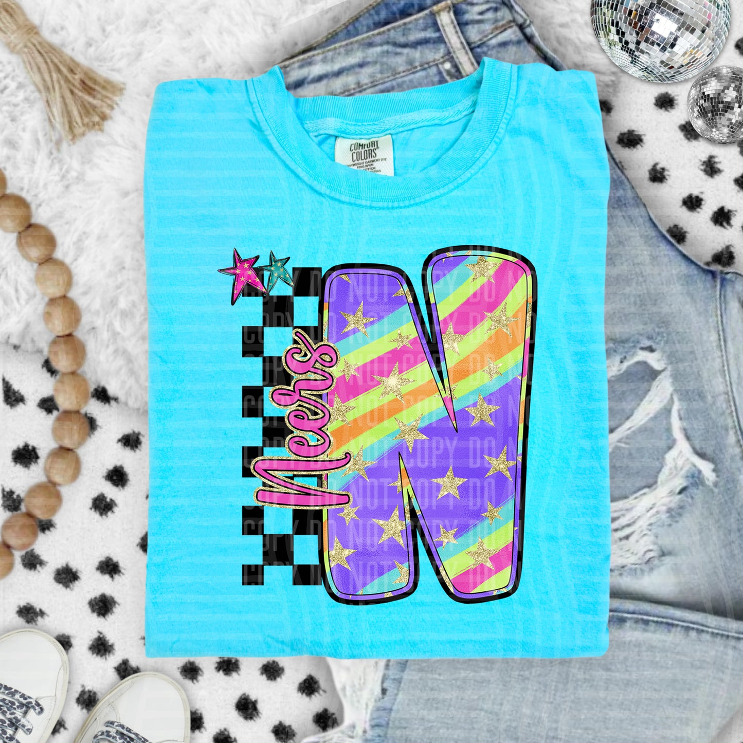 Rainbow Swirl Initials (Dropdown)- DTF&UV