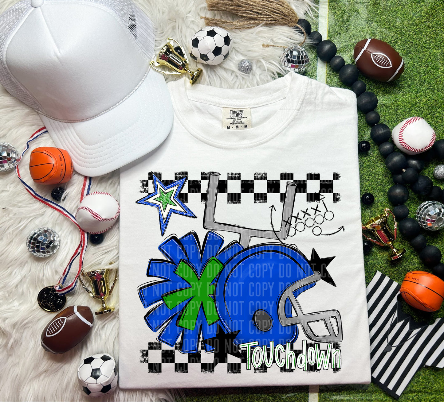 Football Helmet- Pom(Dropdown)- DTF&UV