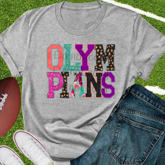 Olympians faux appliqué words-DTF