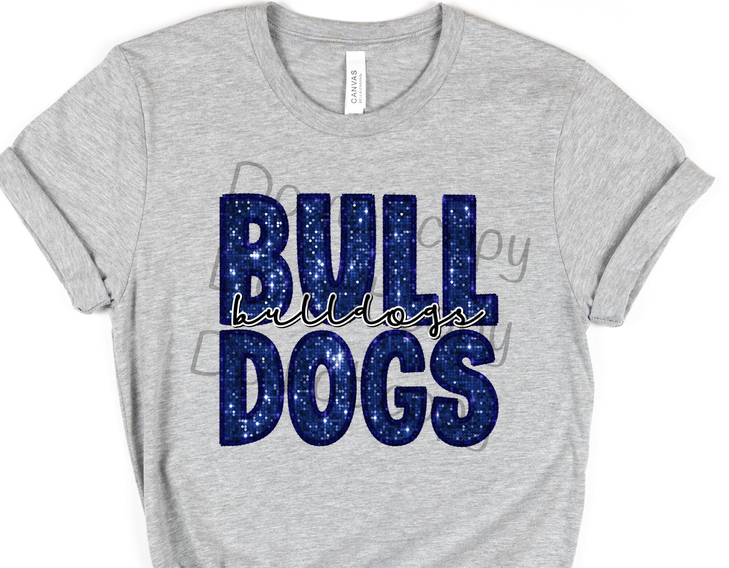 Bulldogs blue sequin bulldogs-DTF