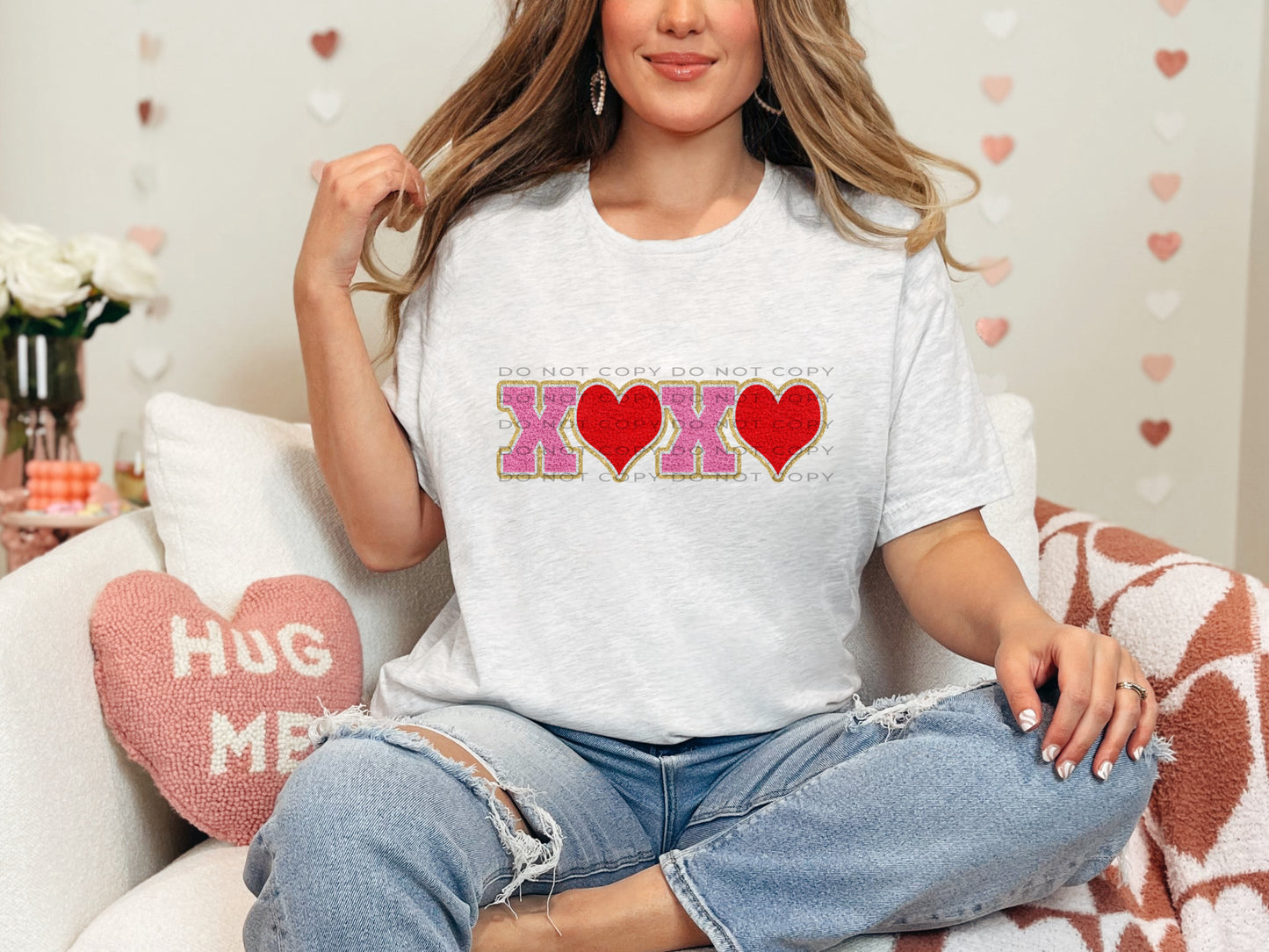 XOXO Heart Faux Chenille DTF