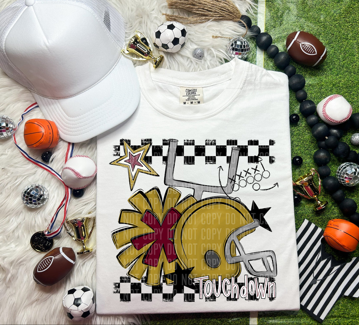 Football Helmet- Pom(Dropdown)- DTF&UV