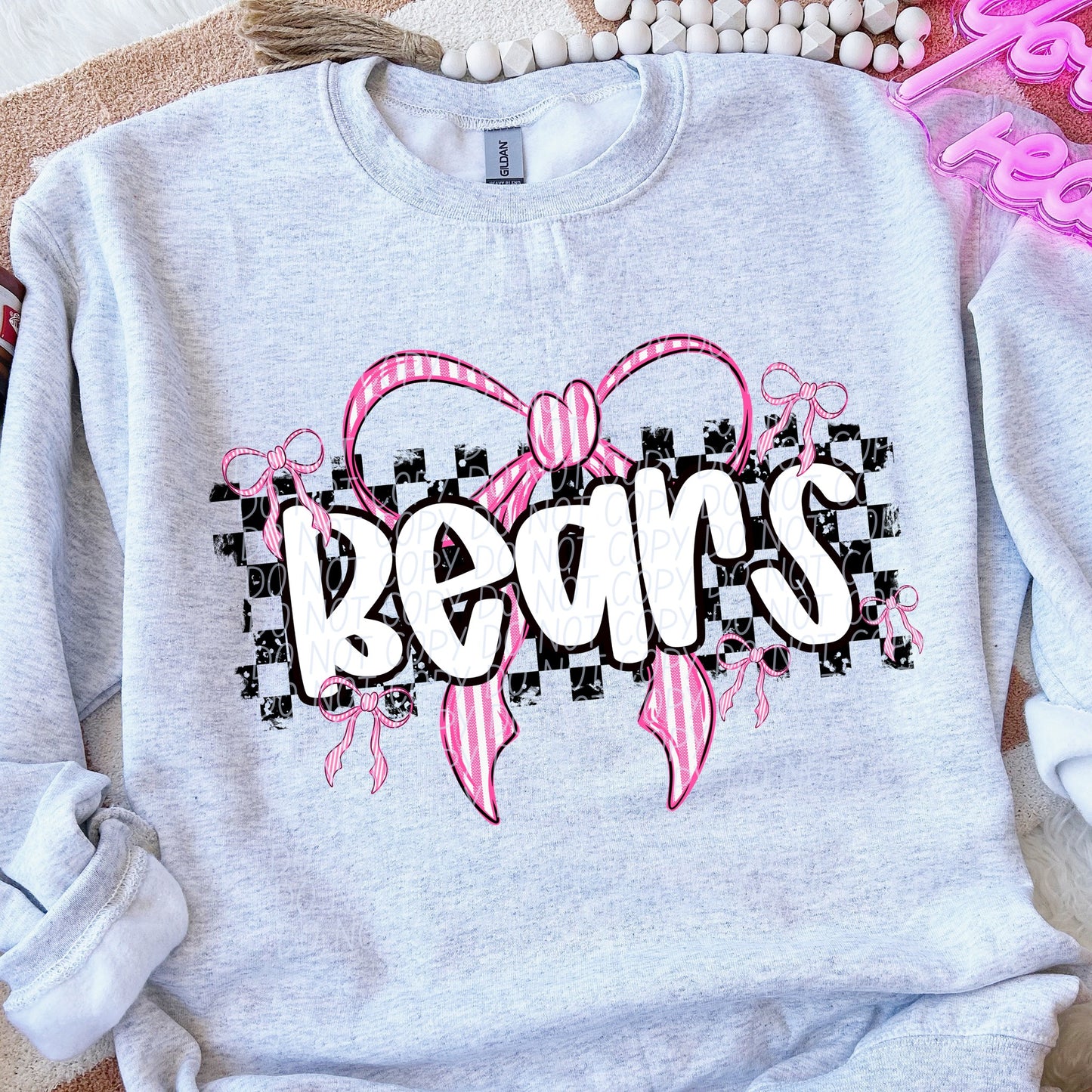 Pink bow mascot (dropdown)-DTF&UV