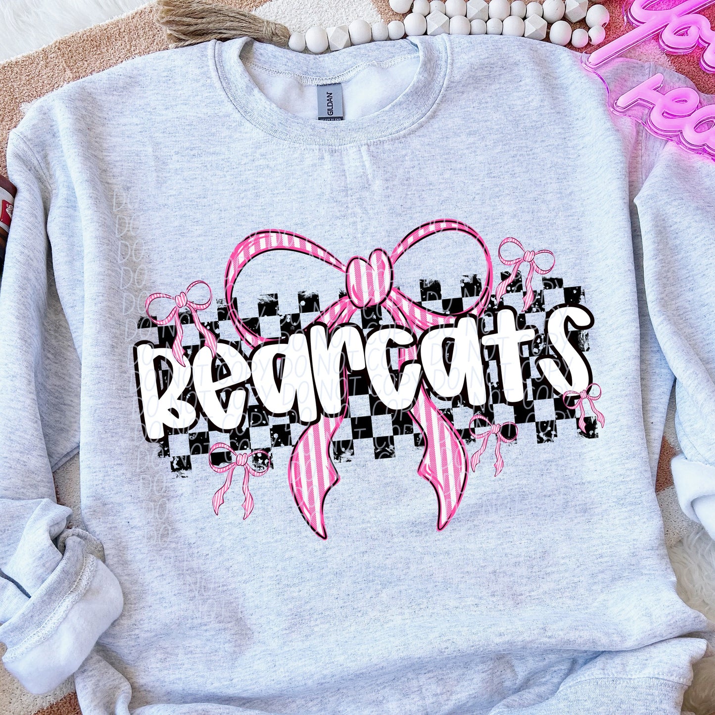 Pink bow mascot (dropdown)-DTF&UV