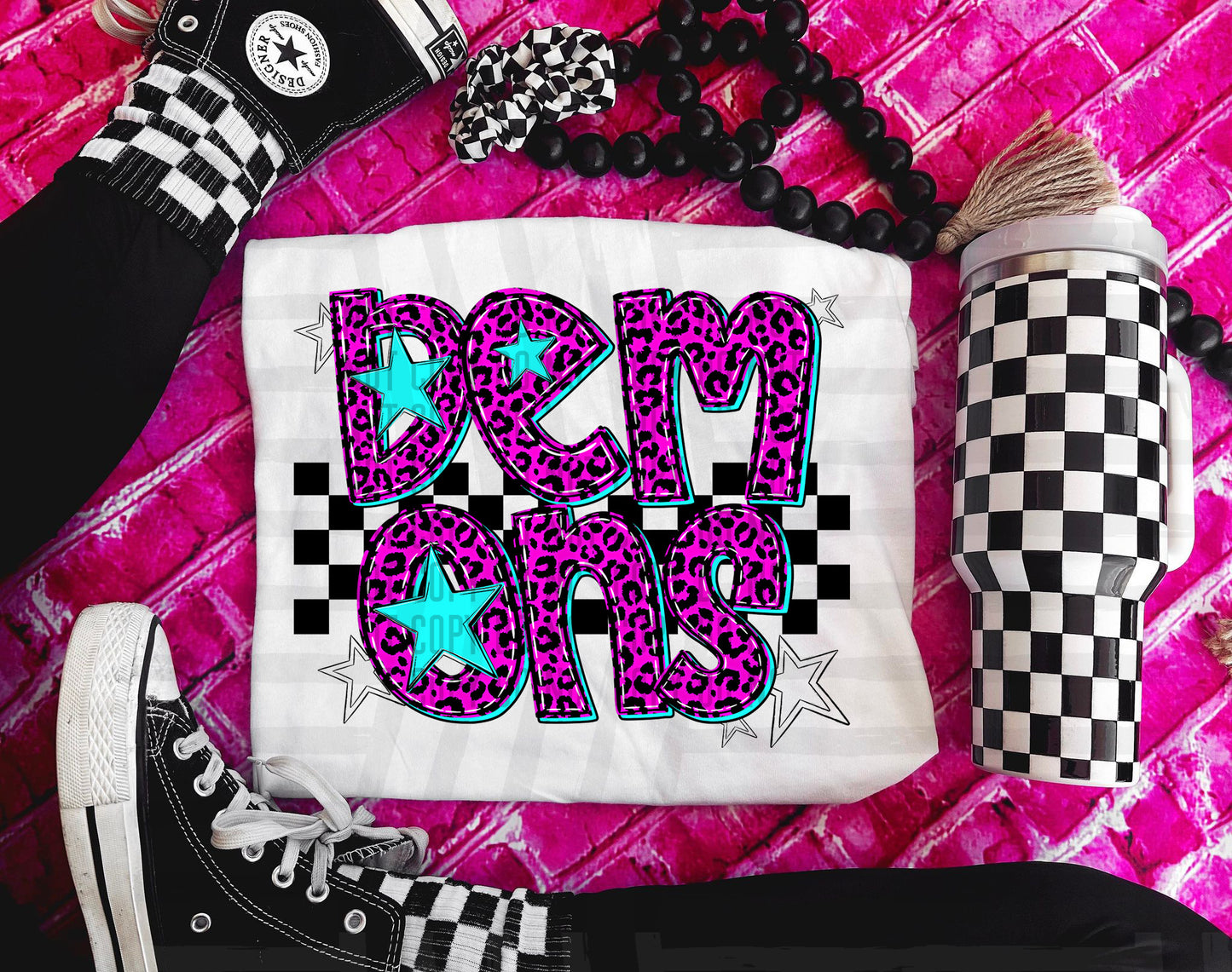 Pink Leopard Neon Mascots (dropdown)-DTF&UV