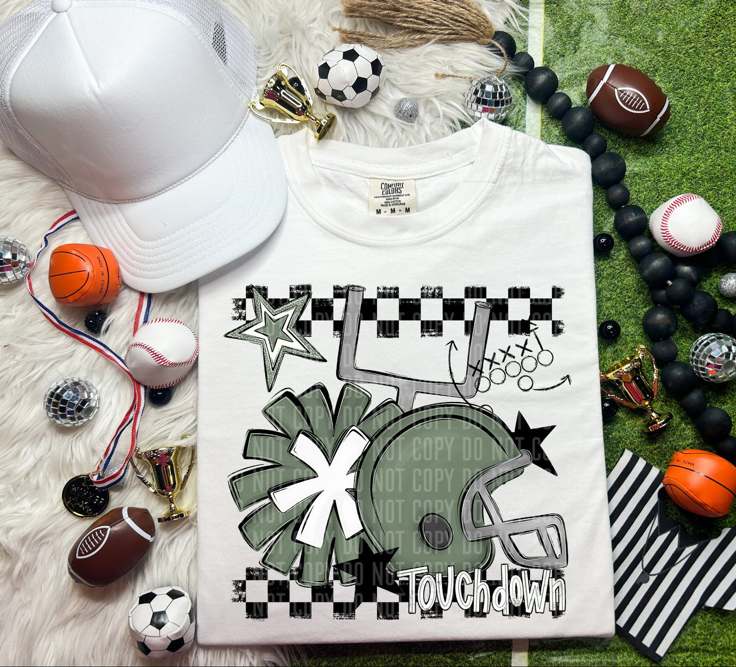 Football Helmet- Pom(Dropdown)- DTF&UV