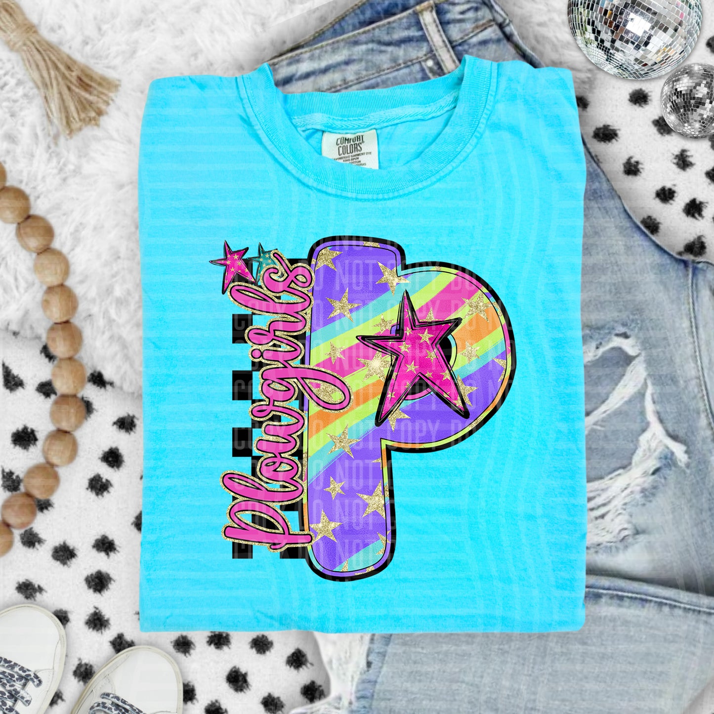 Rainbow Swirl Initials (Dropdown)- DTF&UV