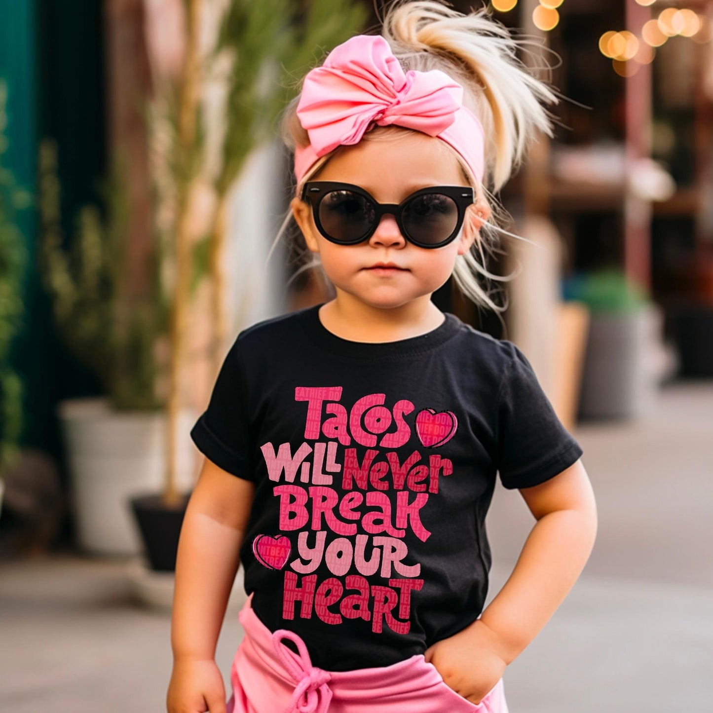 Tacos Will Never Break Your Heart Pink Hearts DTF