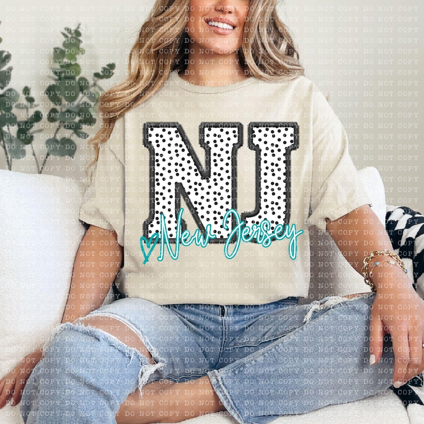 Polka Dotted Faux Embroidery States (ALL STATES)-DTF