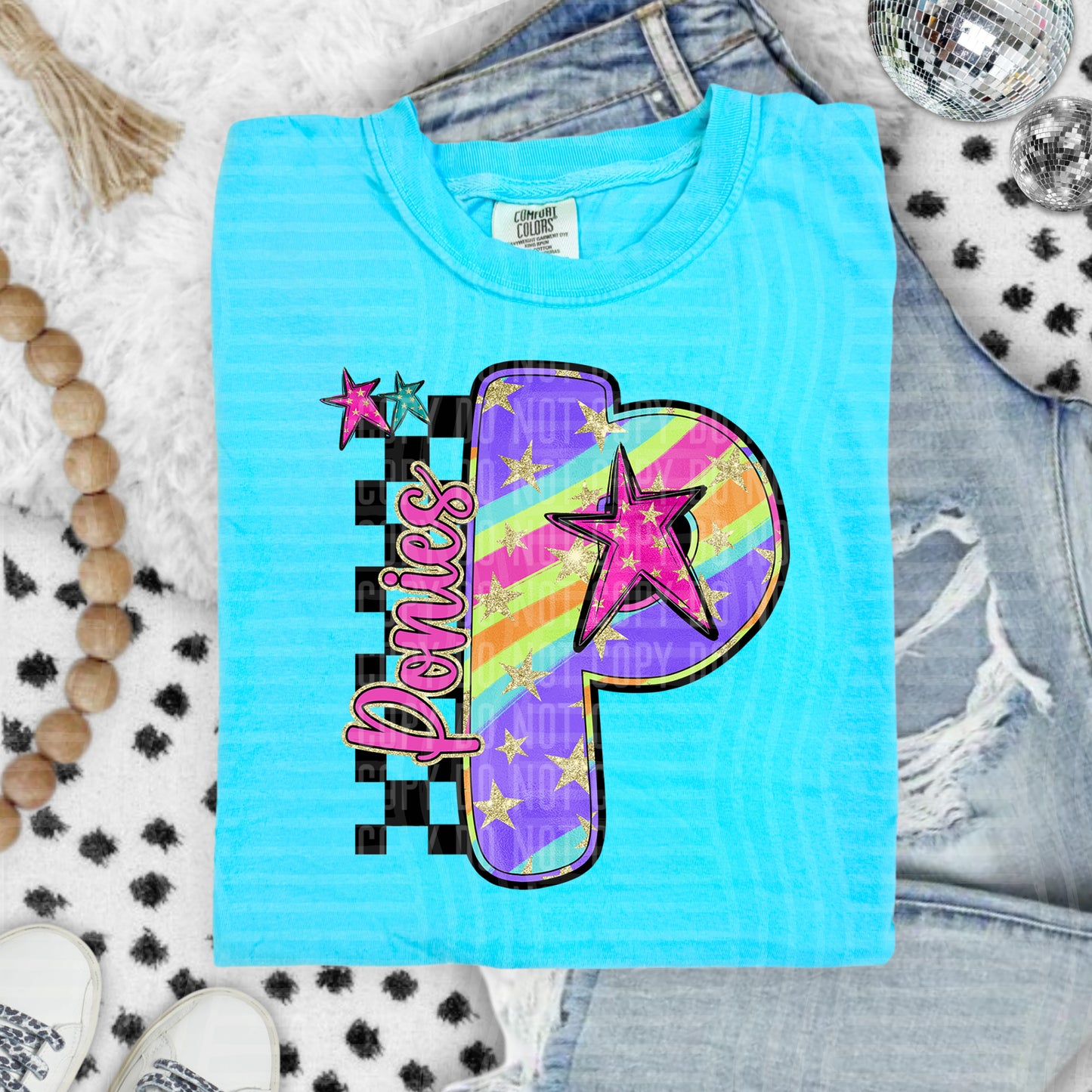 Rainbow Swirl Initials (Dropdown)- DTF&UV