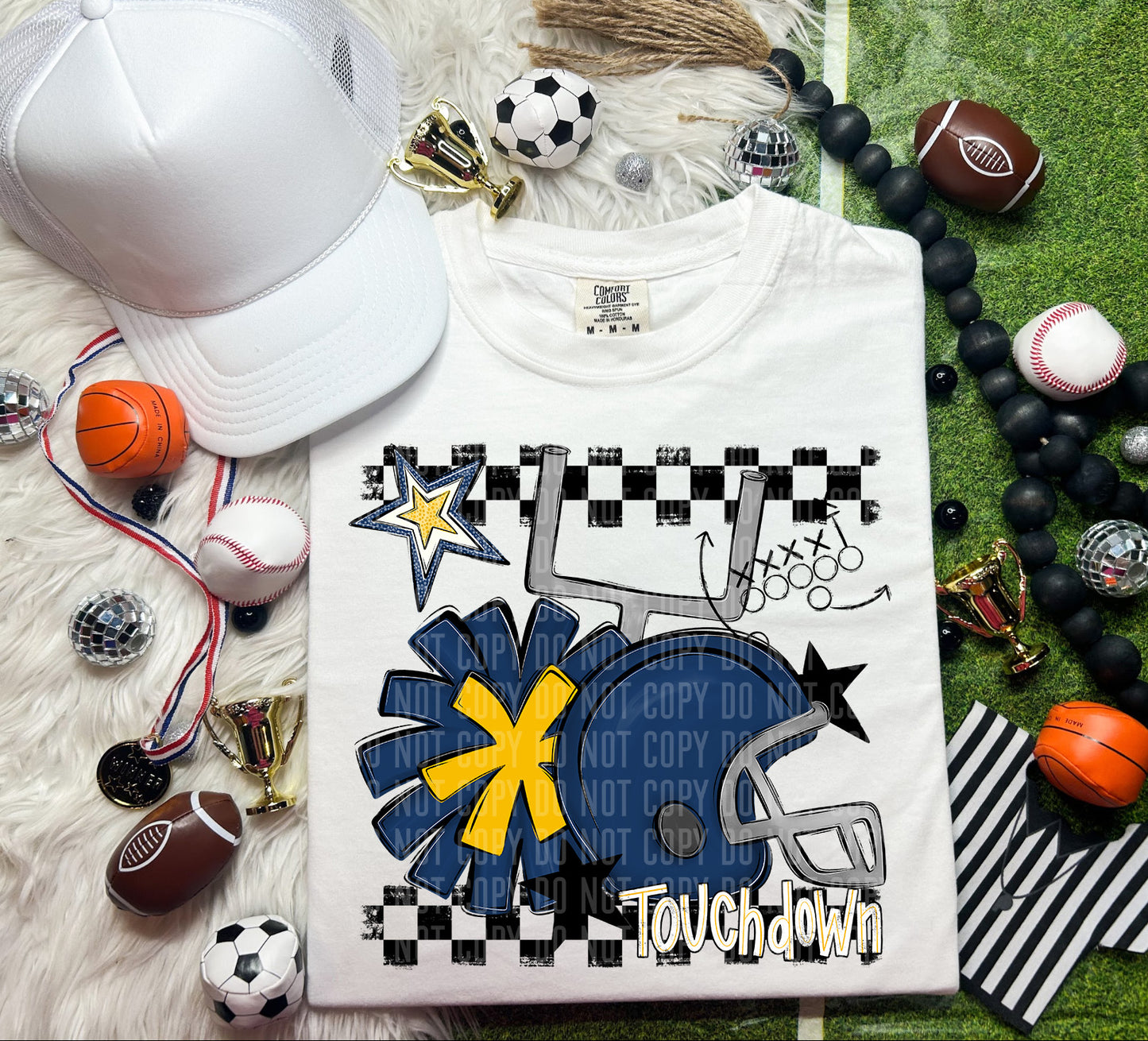 Football Helmet- Pom(Dropdown)- DTF&UV