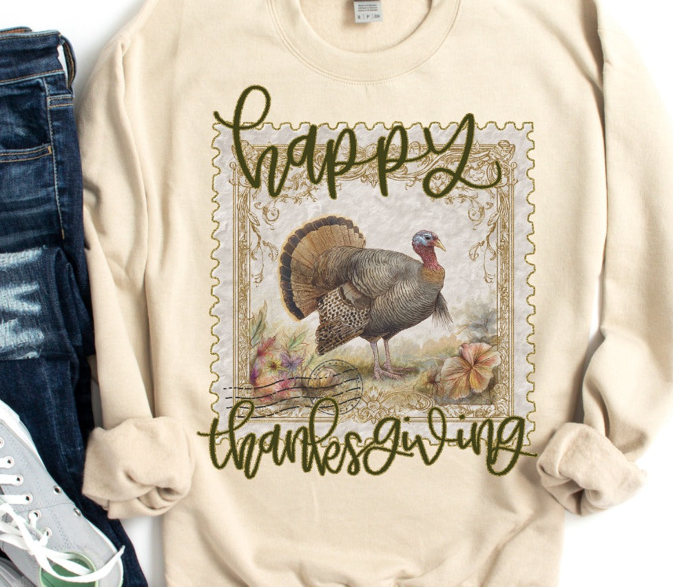 Happy Thanksgiving Vintage Postal Stamp -DTF&UV