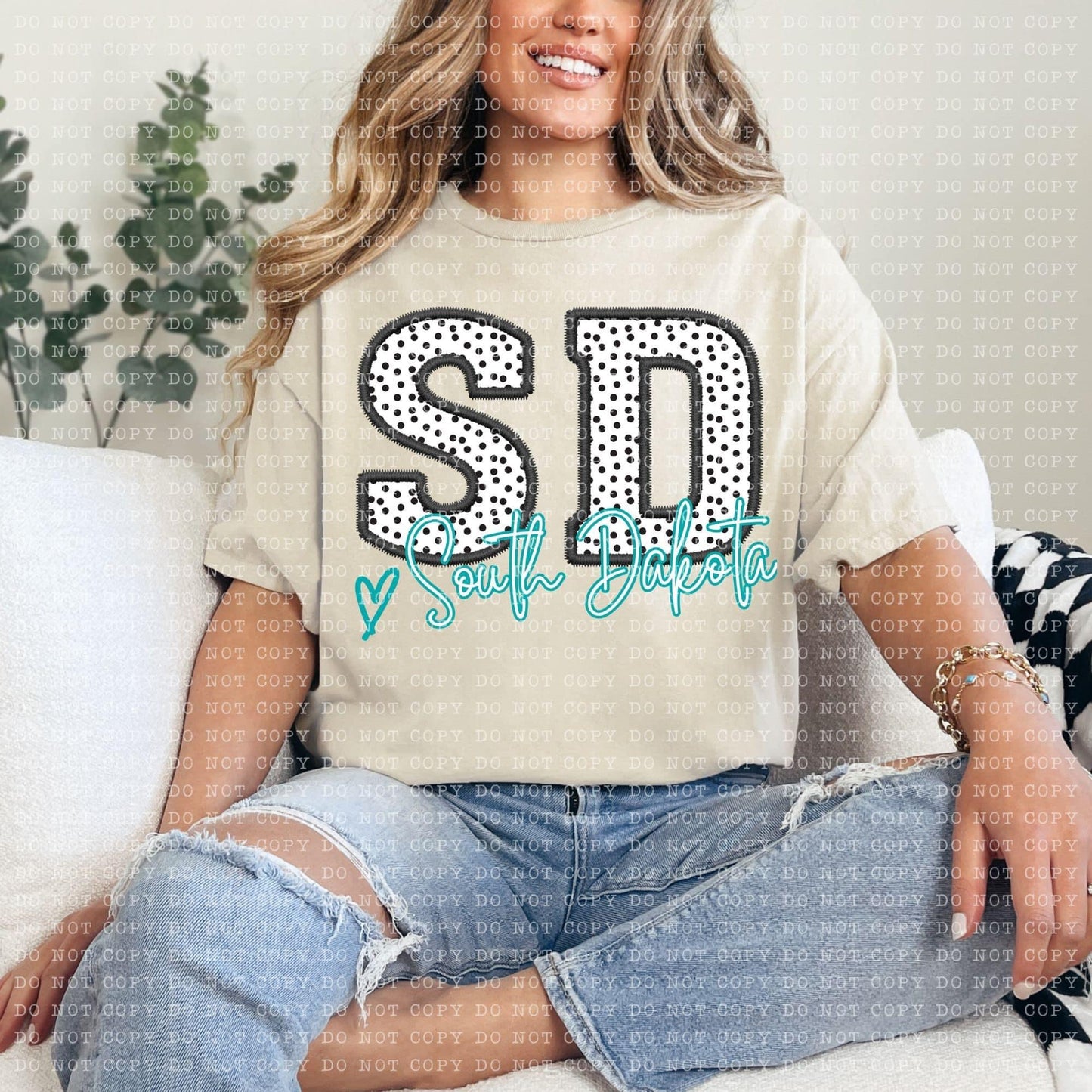 Polka Dotted Faux Embroidery States (ALL STATES)-DTF