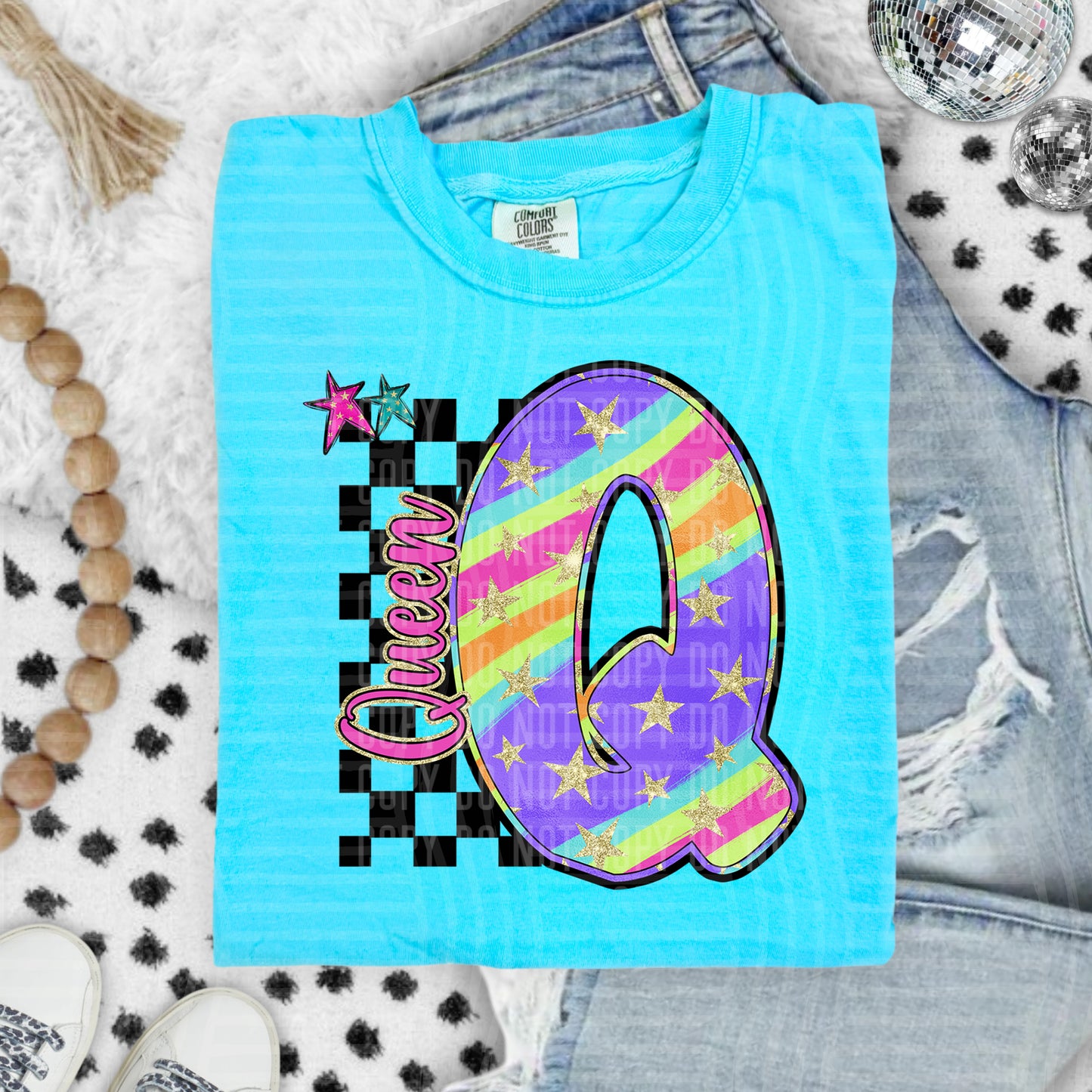 Rainbow Swirl Initials (Dropdown)- DTF&UV
