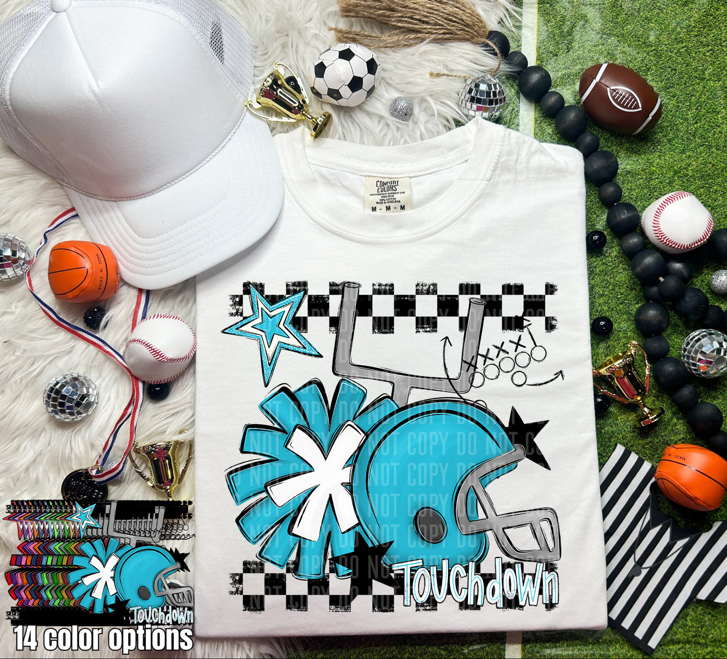 Football Helmet- Pom(Dropdown)- DTF&UV