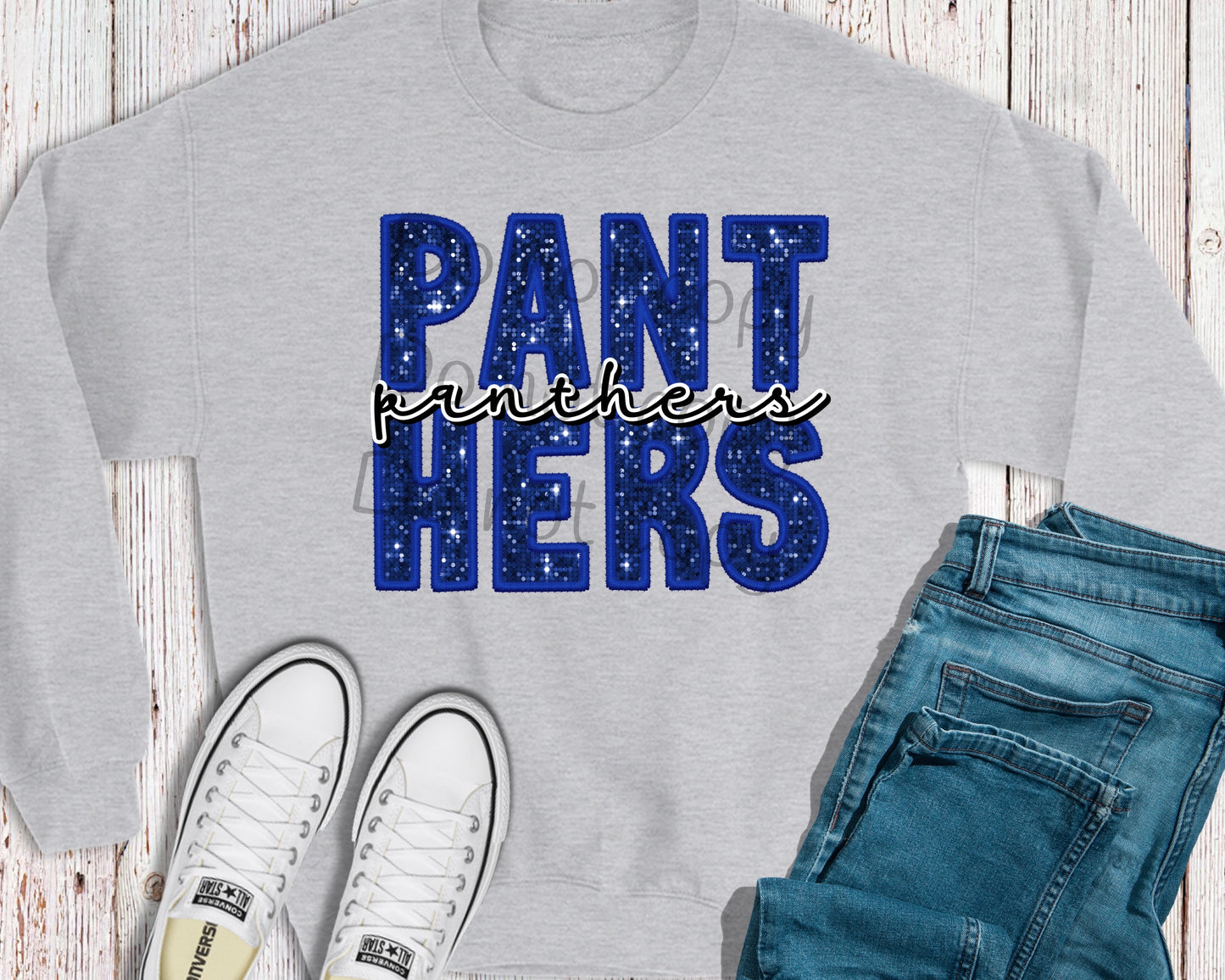 Panthers blue sequin-DTF