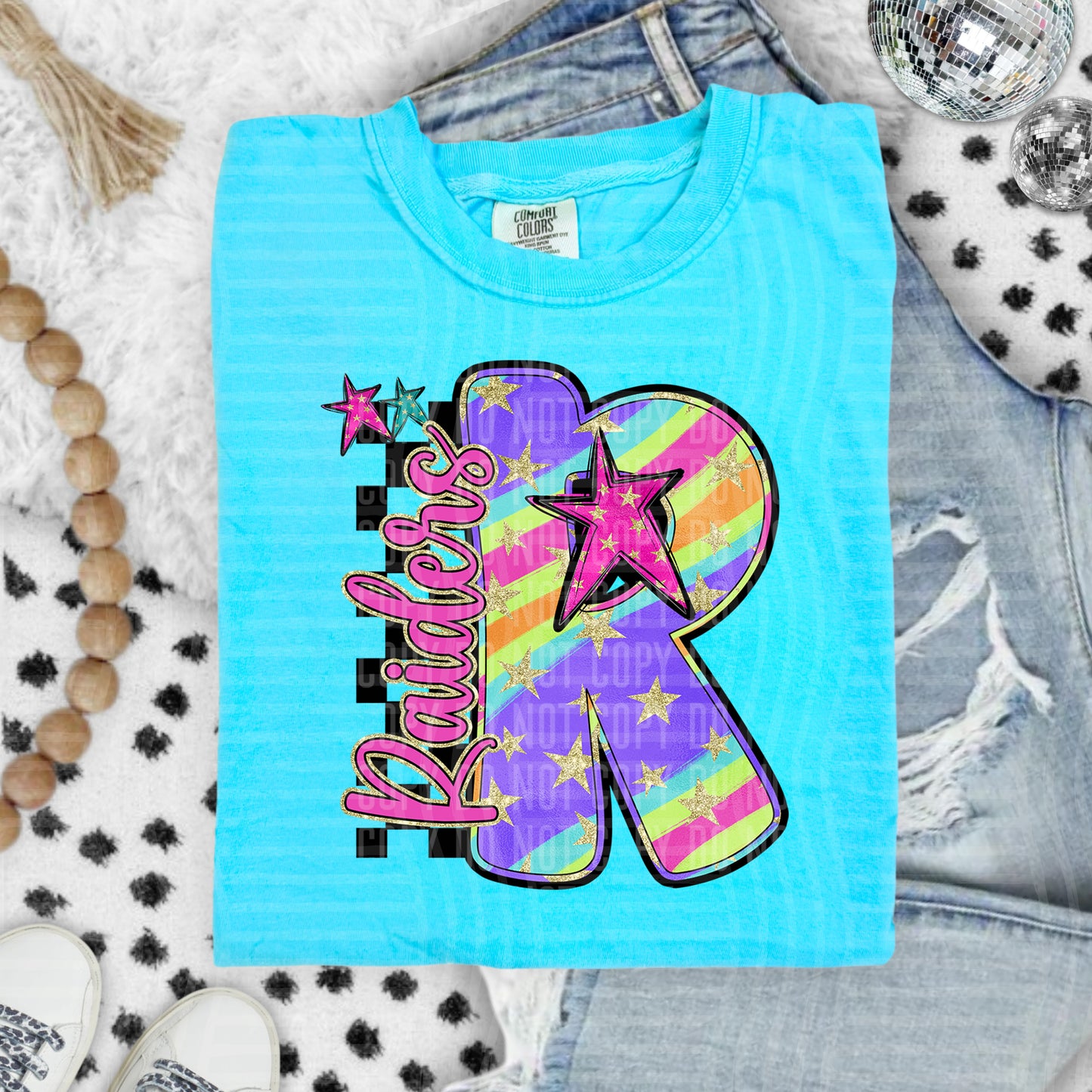 Rainbow Swirl Initials (Dropdown)- DTF&UV